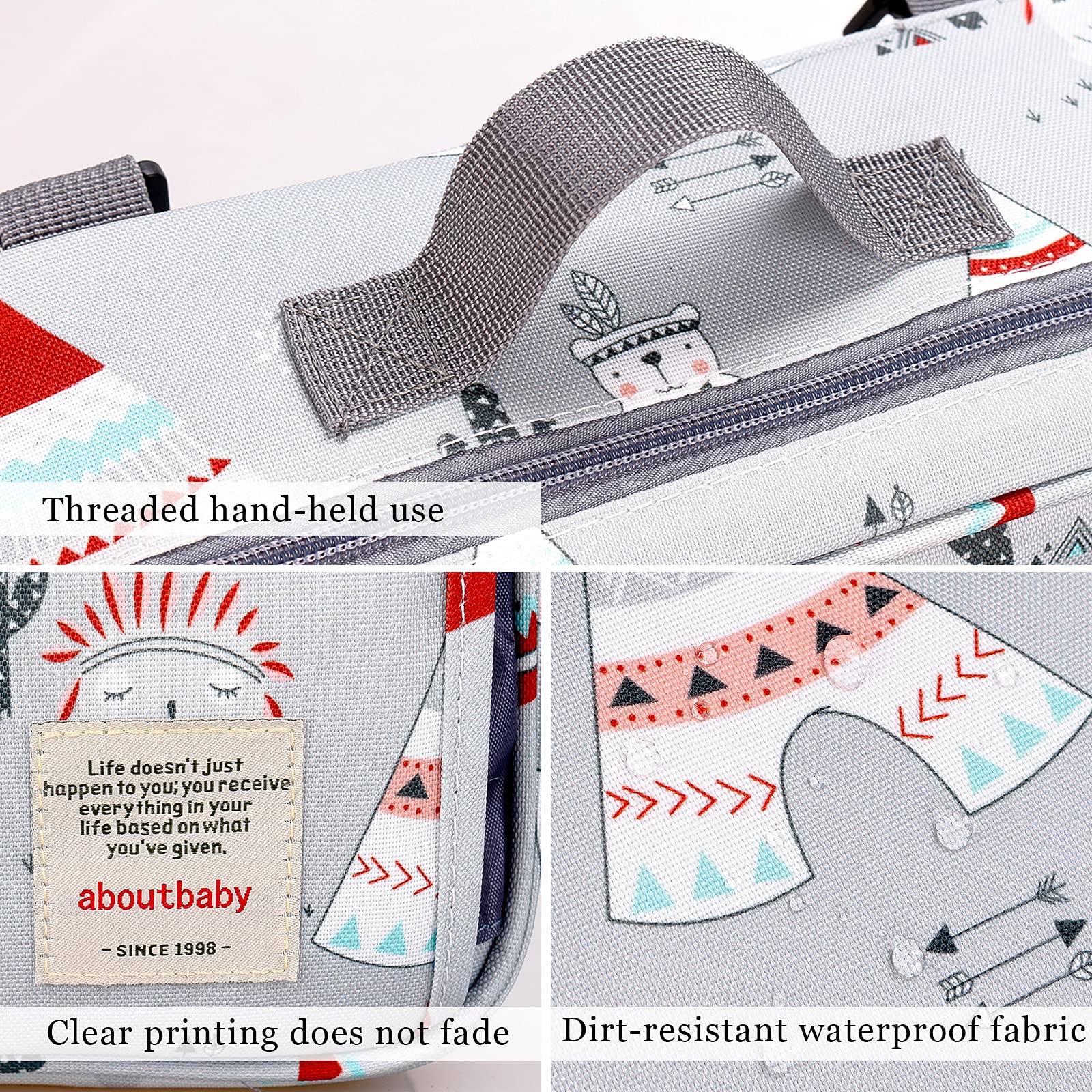 Universal Stroller Organizer Bag with Deep Cup Holders & 2 Hooks - Large Pram Storage, Shoulder Strap for Carry-On Use, Fits All Buggy Models (Light Grey) - Perfect for Baby Outings, Shopping & Travel