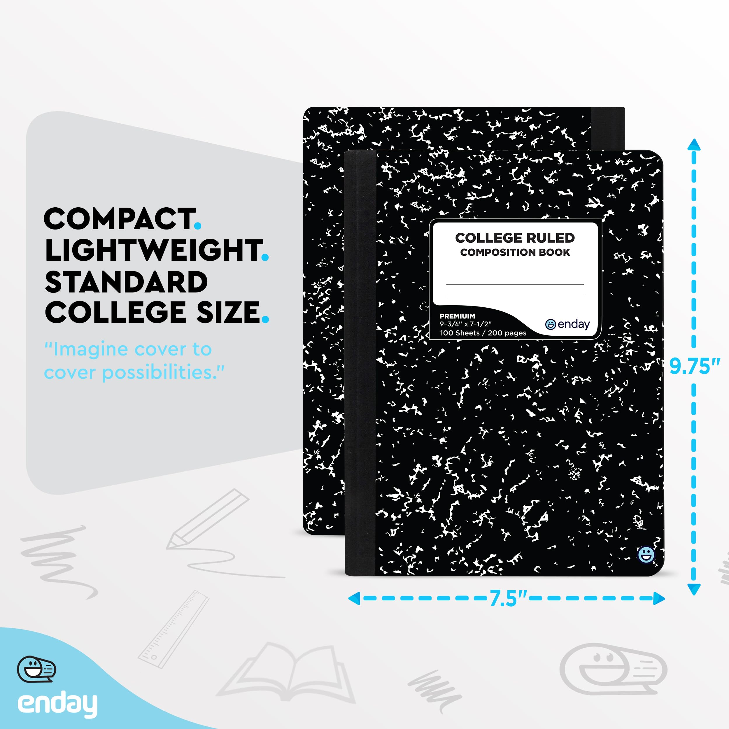 Premium Black Marble Composition Notebooks - 48 Pack College Ruled Hard Cover Lined Journals, 100 Sheets Bulk Notebooks for School, Office & Journaling | Durable Writing Books for Students, Professionals & Note Taking