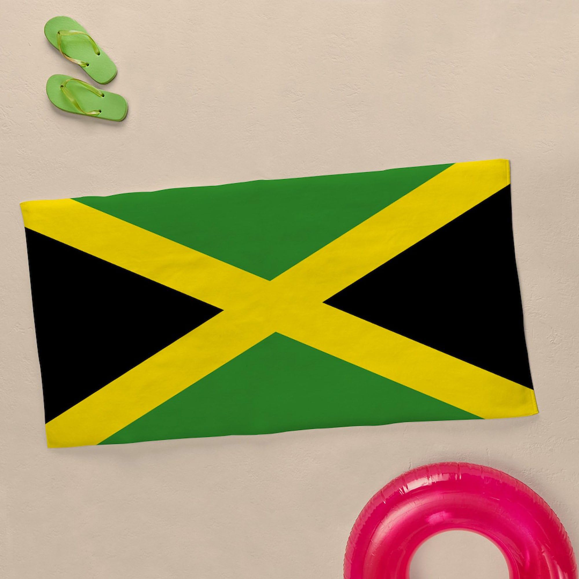 Jamaican Flag Large Beach Towel - Soft, Absorbent & Unique Design for Pool, Beach & Travel | CafePress