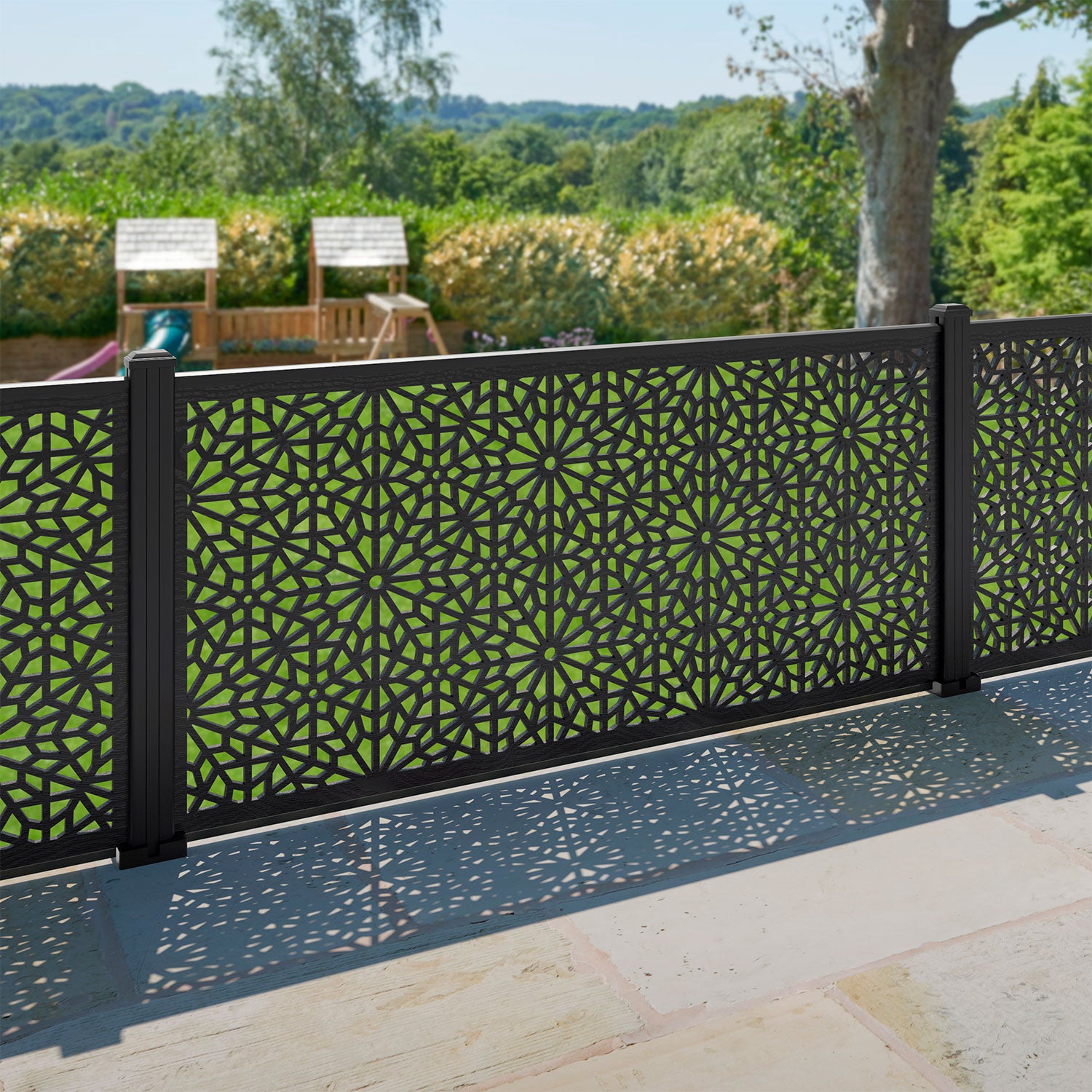 Alnara 180x90cm Decorative Garden Fence with Aluminum Posts - Perfect for Backyard Landscaping, Patio Borders & Outdoor Privacy Screening
