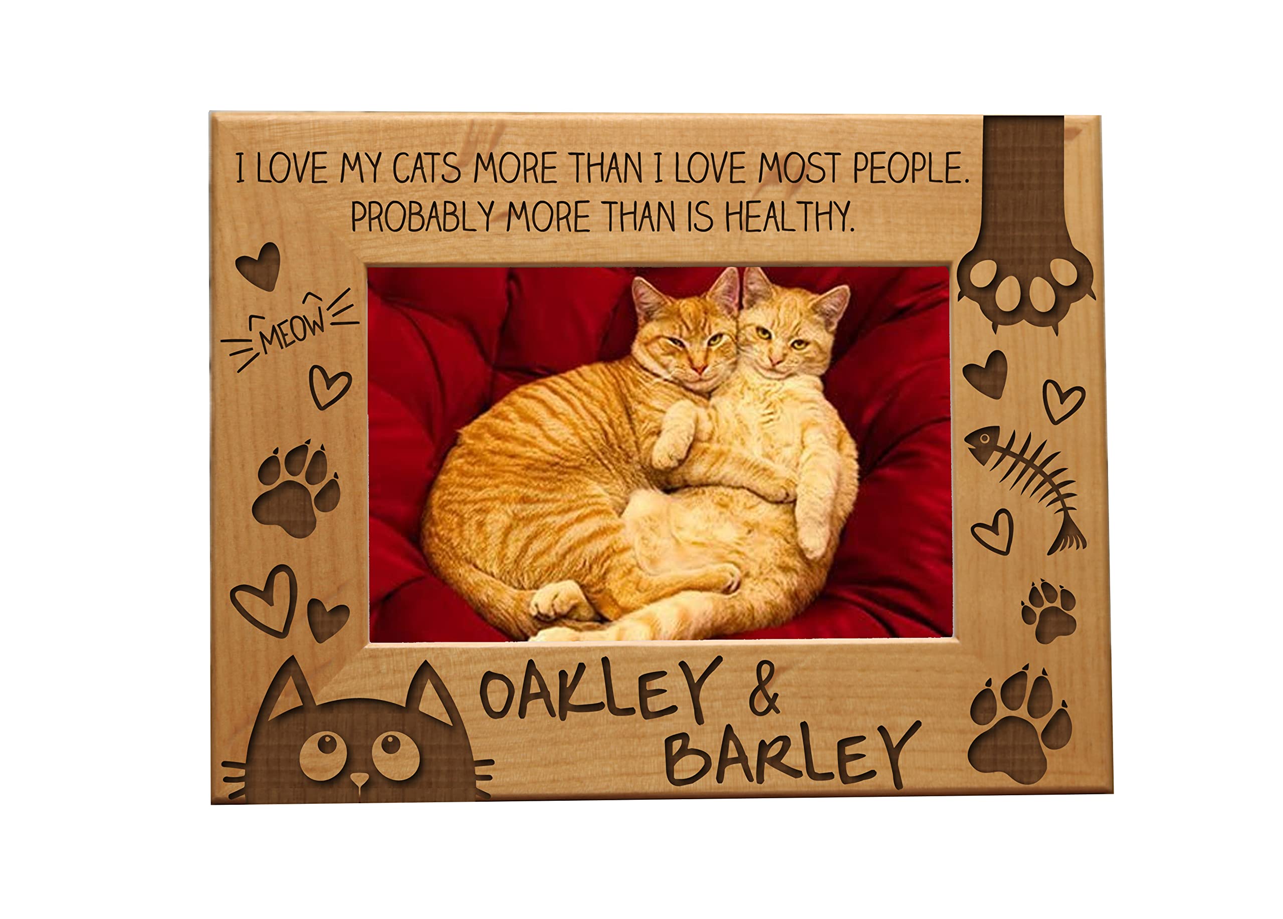 Personalized Cat Picture Frame - Custom 4x6 Photo Gift for Cat Lovers - 'I Love My Cat More Than People' - Perfect for Home Decor, Pet Memorial & Gift Giving