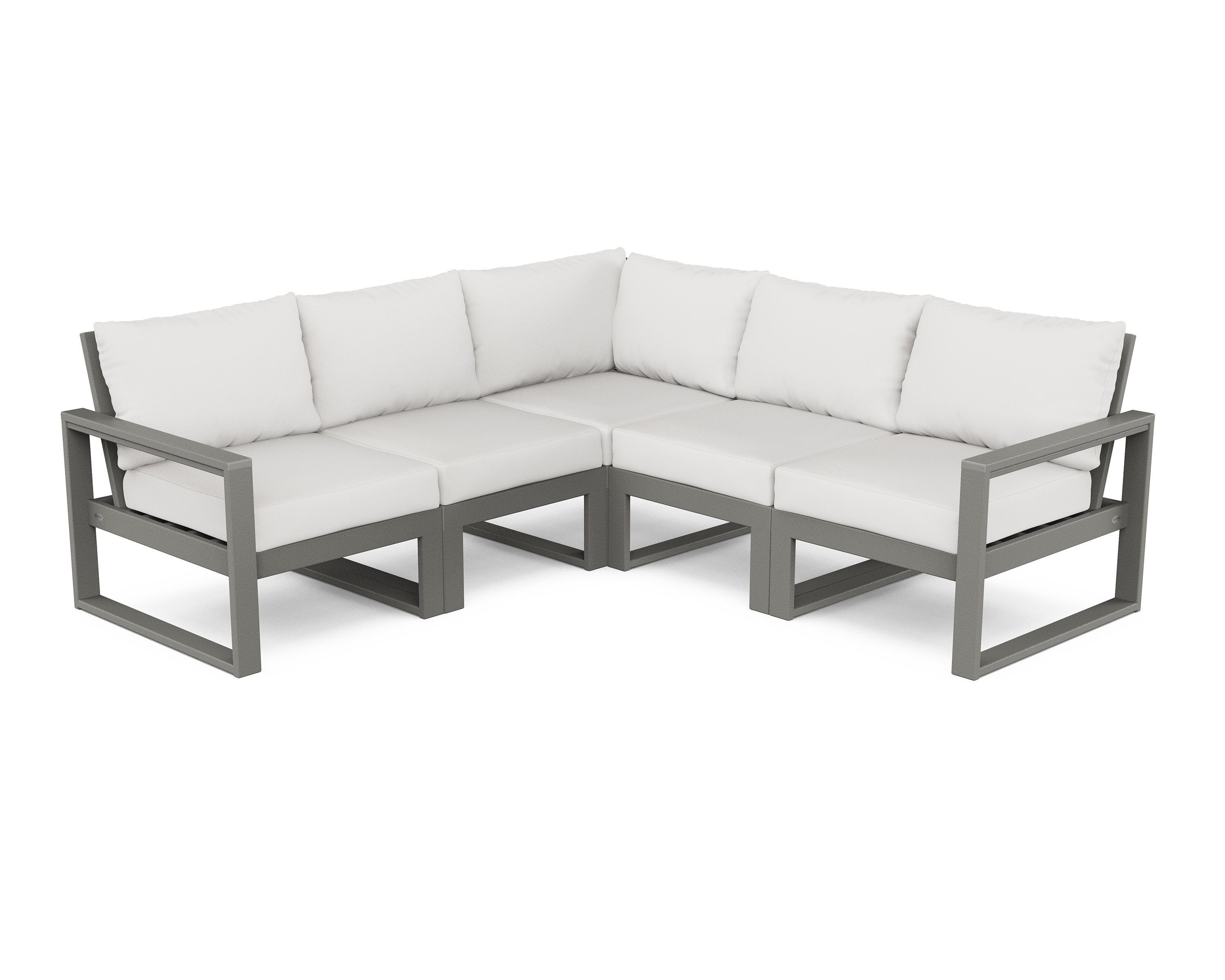 Polywood EDGE 5-Piece Modular Deep Seating Outdoor Patio Furniture Set for Garden, Poolside & Backyard Relaxation