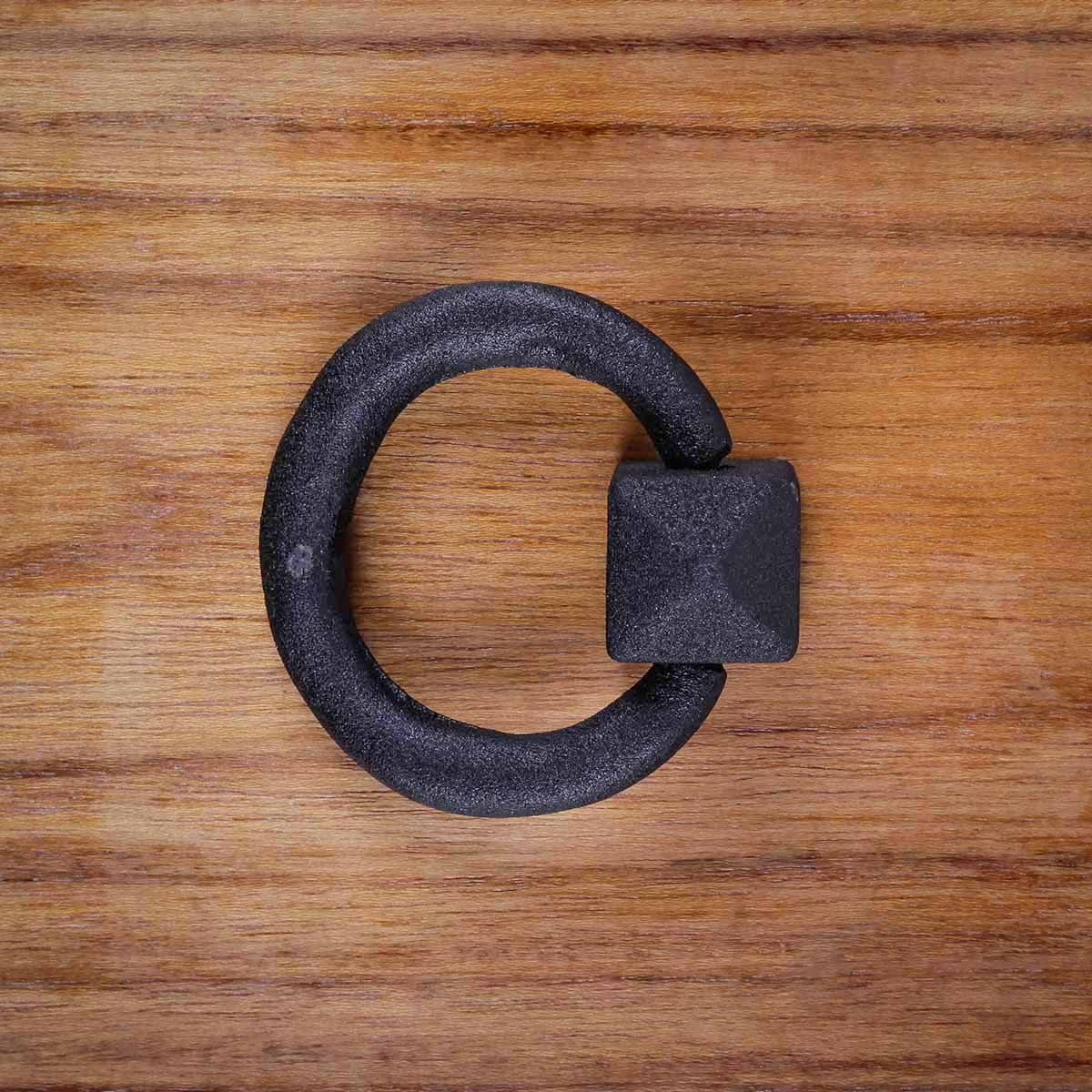 Black Cast Iron Ring Cabinet Handles 2 Inch - Pack of 12 with Hardware - Vintage Style Drawer Pulls for Kitchen, Bathroom & Furniture Renovation