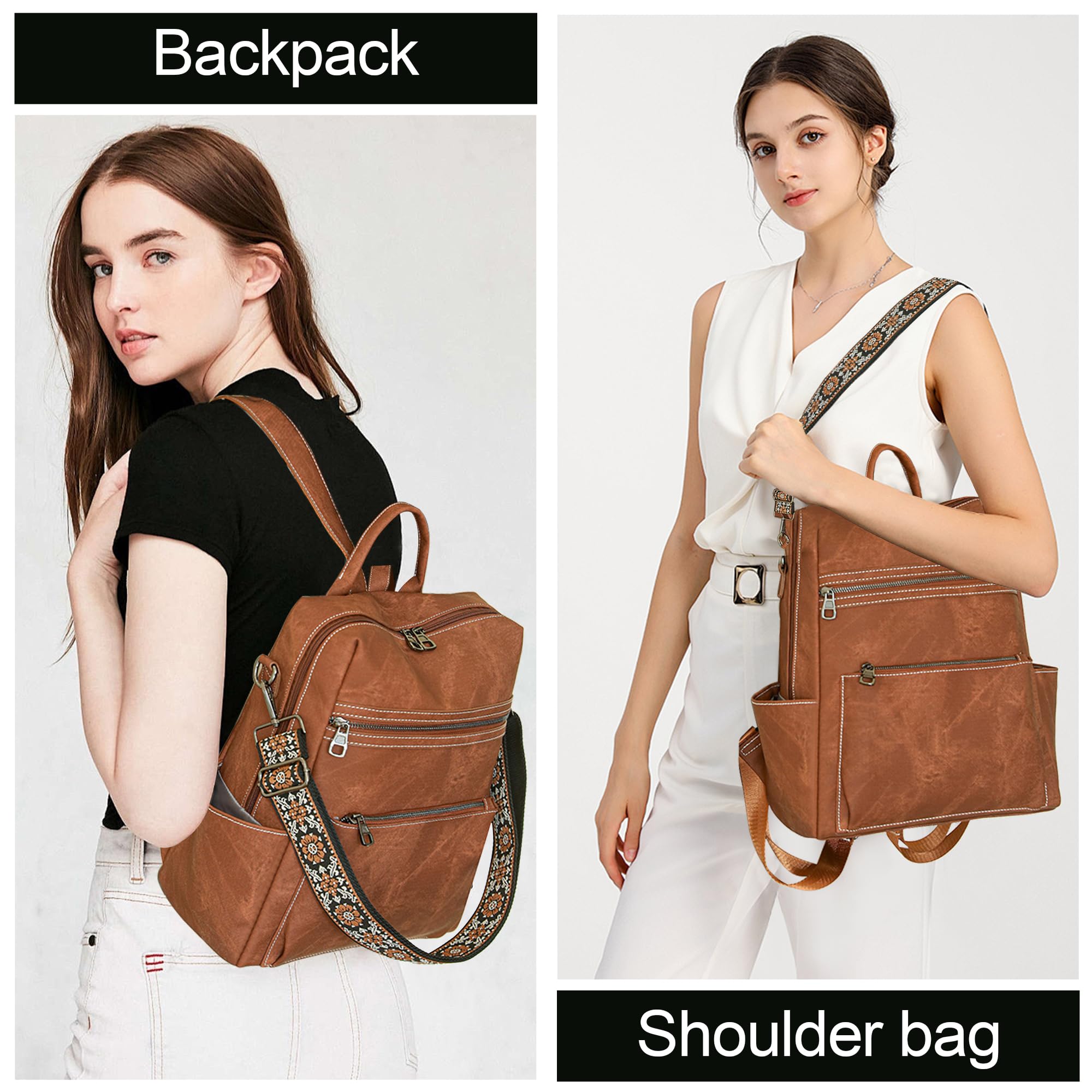Women's PU Leather Backpack Purse - Convertible Shoulder Bag for Travel & Fashion