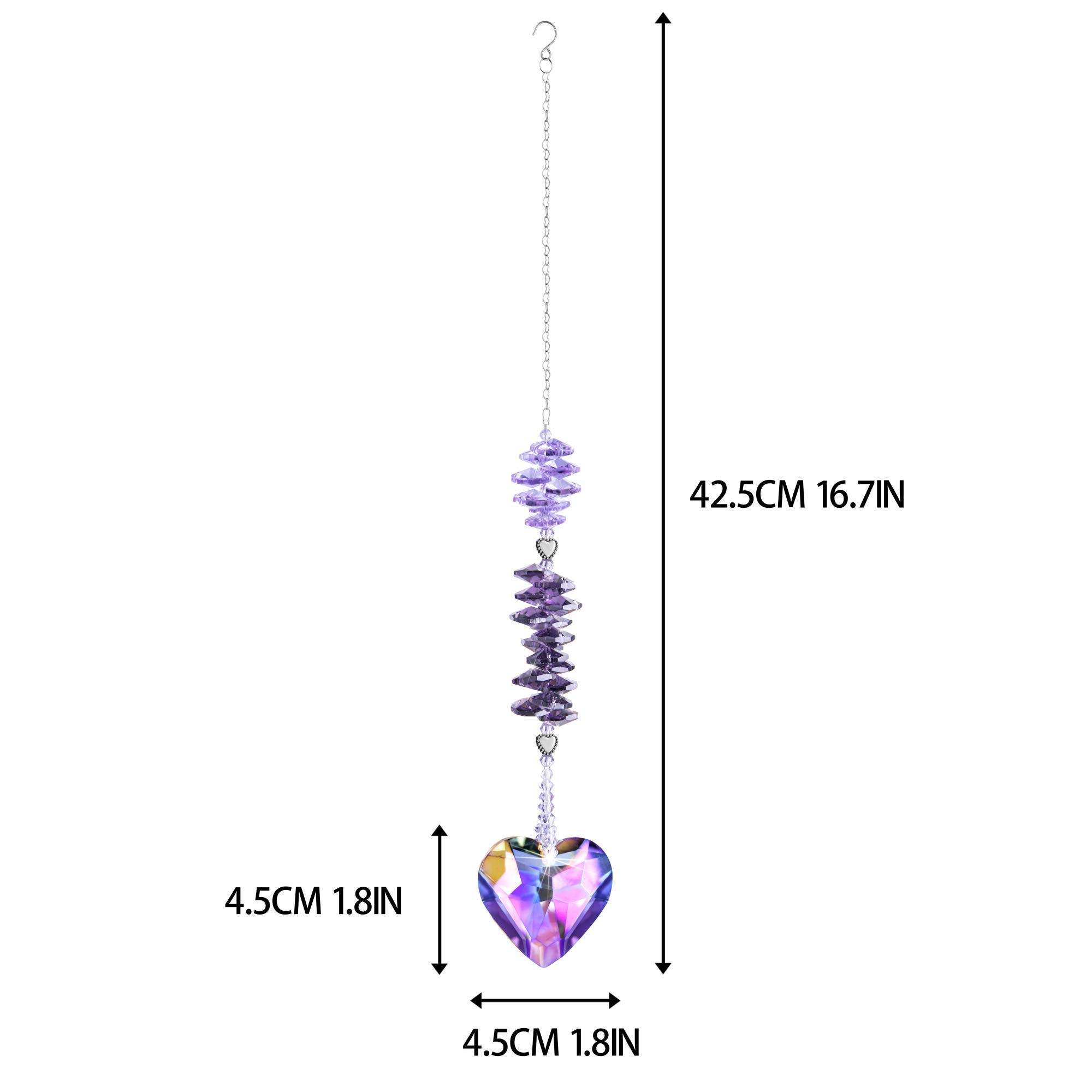 Purple Crystal Suncatcher Heart Pendant - Rainbow Maker Window Decor for Home, Wedding & Christmas Gifts - Creates Beautiful Light Reflections for Living Rooms, Bedrooms & Gardens