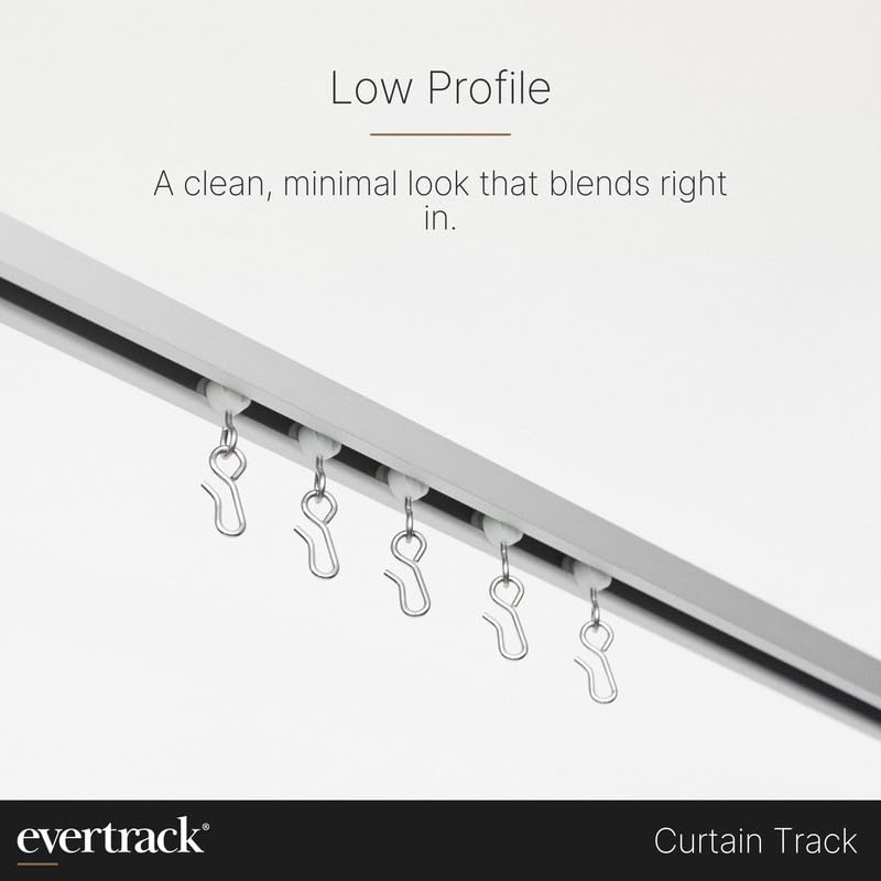 Ceiling Mounted Curtain Track - 12ft Black Metal Curtain Rail System for Drapes, Room Dividers & Window Treatments | Heavy Duty USA Made | Perfect for Living Rooms, Bedrooms & Home Offices