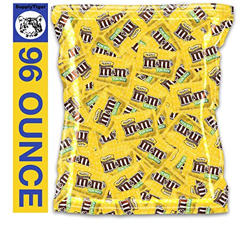 M&M's Peanut Fun Size Bulk Candy 96oz - Perfect for Halloween, Christmas Party Favors, Office Snacks & Movie Night Treats