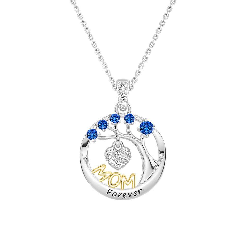 Personalized Birthstone Mom Necklace - Forever Tree of Life Pendant with Heart Charm | Meaningful Gift for Mother's Day, Birthday & Anniversary | Jewelry for Women