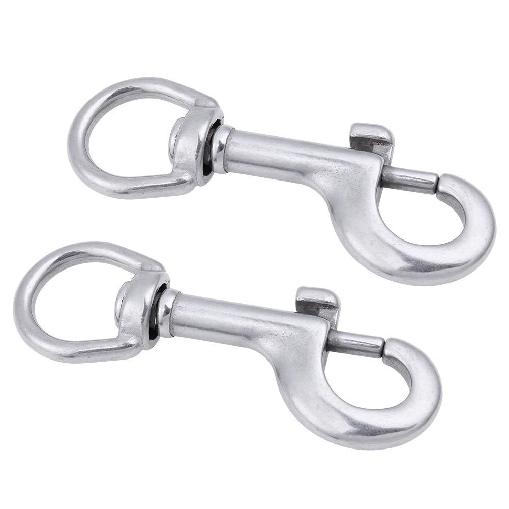 316 Stainless Steel Heavy Duty Bolt Snap Hook - Pack of 2 for Scuba, Horse Leads & Gates