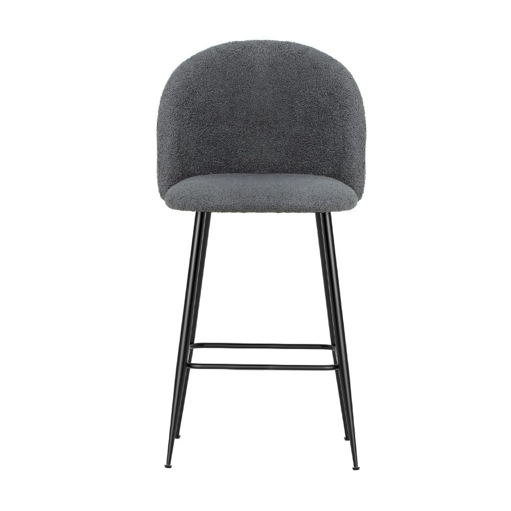 2-Pack Metal Bar Stools with Sherpa Upholstery - Counter Height Kitchen Stools for Dining, Breakfast Nook & Home Bar Use