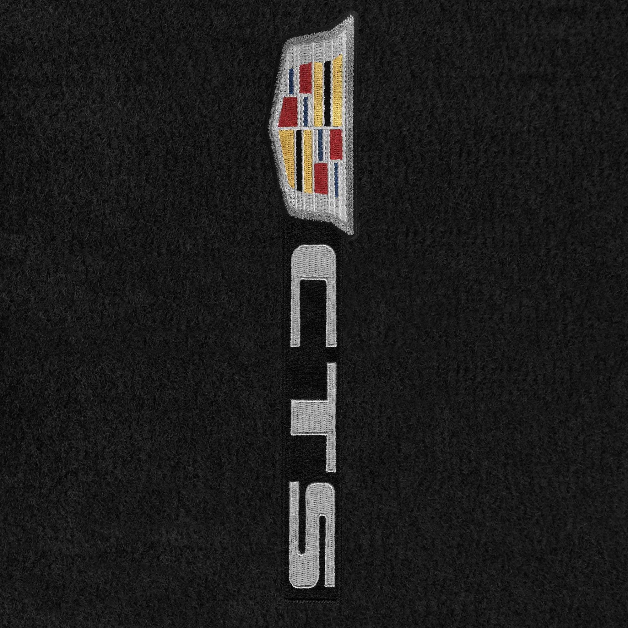 Premium Custom-Fit Carpeted Floor Mats for 2015 Cadillac CTS Sedan - Luxury Car Floor Liners (2-Piece Set, Charcoal, Sideways Logo) | All-Weather Protection & Enhanced Interior Style