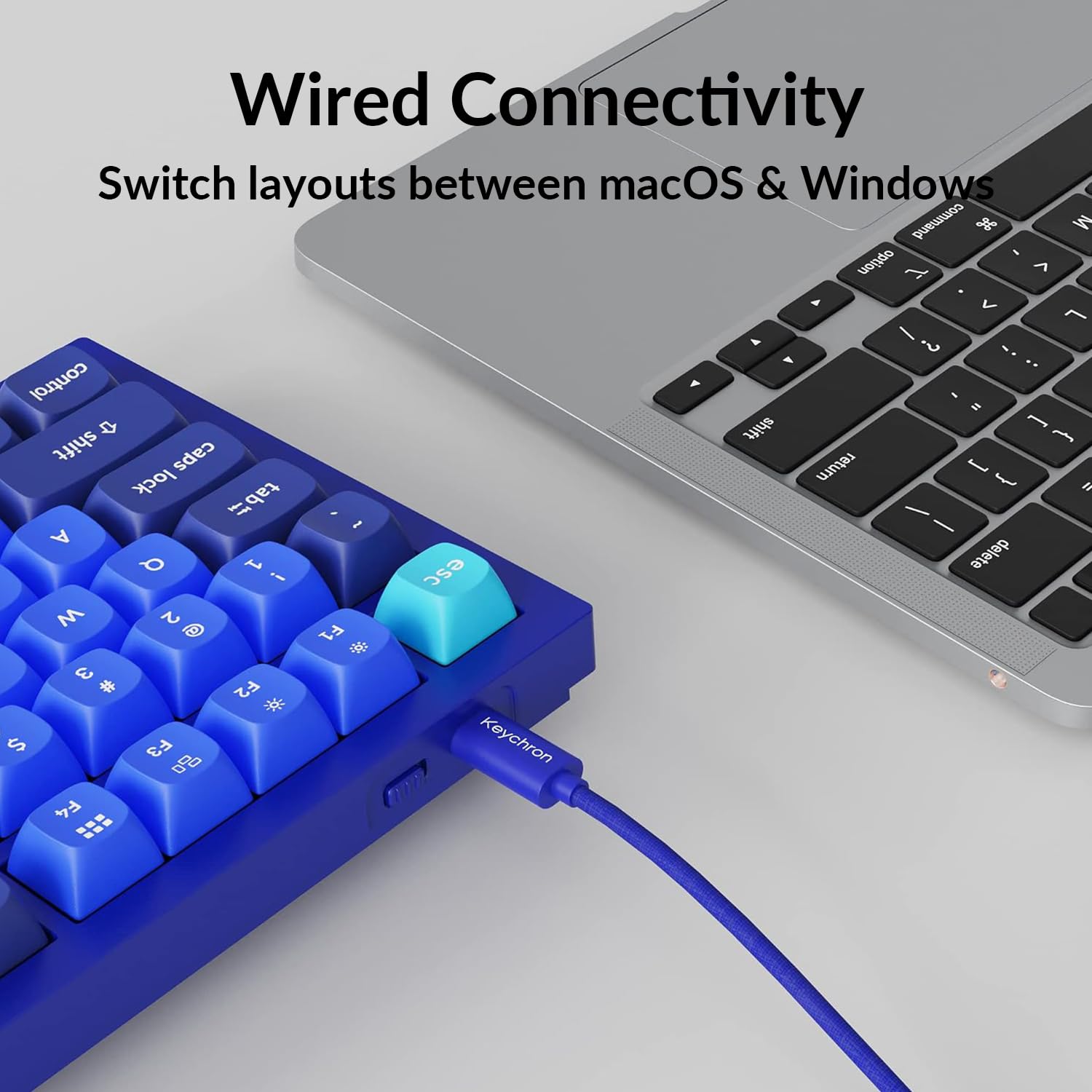Keychron Q3 Wired Custom Mechanical Keyboard - TKL Tenkeyless Layout with Knob, QMK/VIA Programmable, Hot-Swappable Gateron G Pro Red Switches, Double Gasket Design for Mac/Windows/Linux (Blue) | Perfect for Gaming, Coding & Office Work