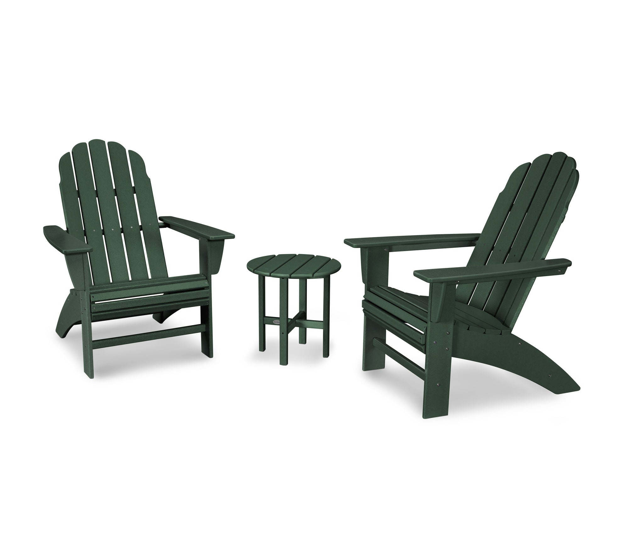 POLYWOOD Vineyard 3-Piece Curveback Adirondack Chair Set - Outdoor Patio Furniture for Garden, Poolside & Backyard Relaxation