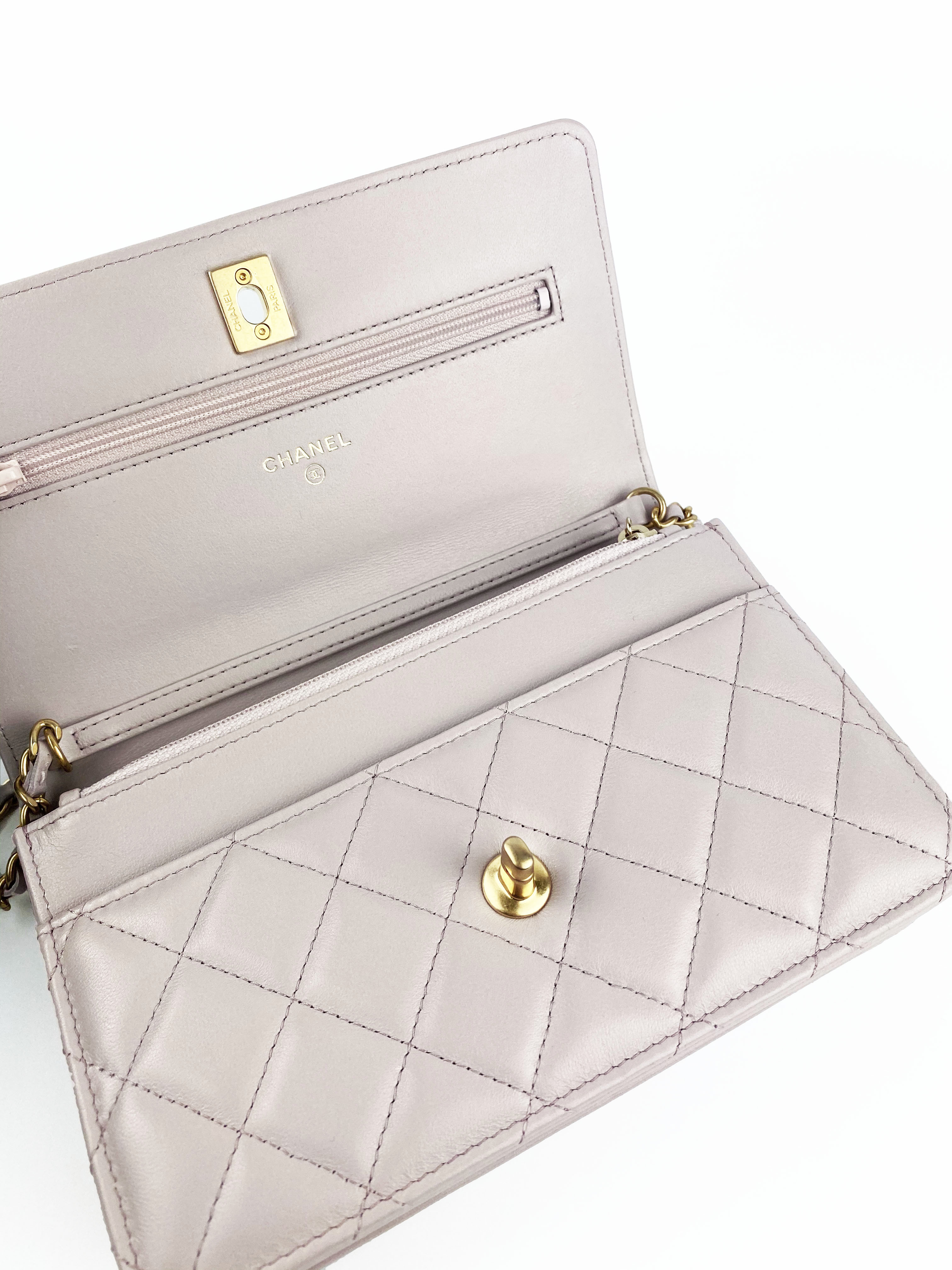 Chanel Lilac Quilted Flap Bag with Gold Ball Chain - Elegant Crossbody Purse for Women, Perfect for Date Night & Special Occasions