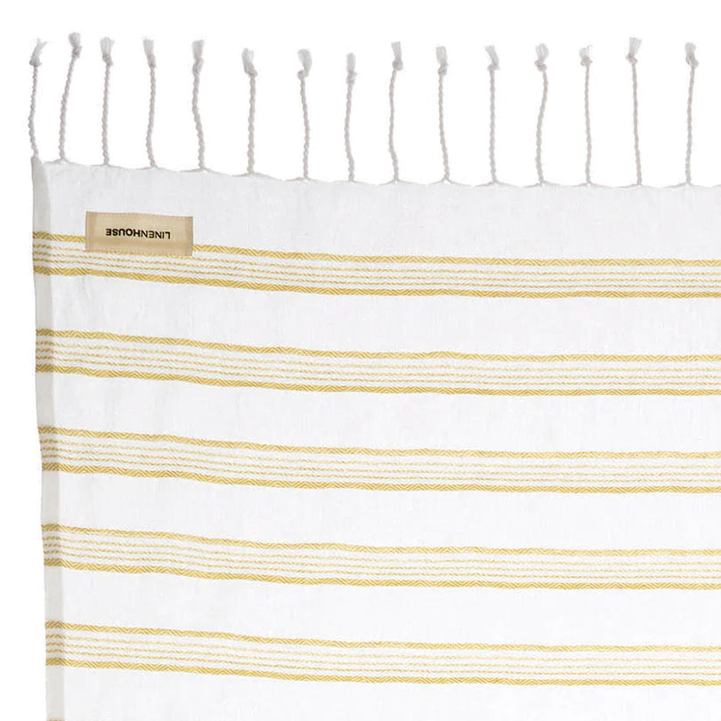 Linen House ORNOS CELERY 100% Cotton Beach Towel 100x180cm - Ultra Soft, Quick Dry, Large Bath Towel for Pool, Beach, Gym & Spa