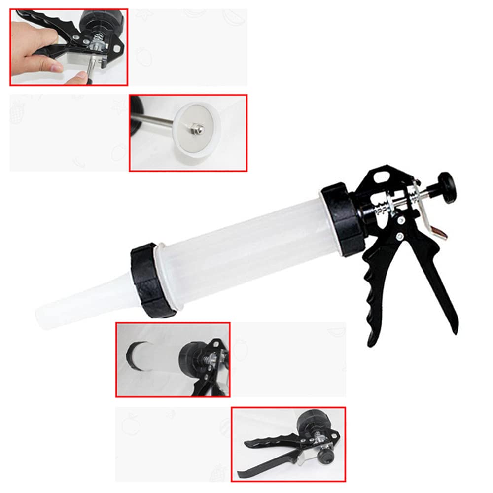 Manual Sausage Stuffer Kit - Hand Operated Meat Filler & Salami Maker with 3 Professional Nozzles (Plastic) - Perfect for Homemade Sausages, Burgers & Charcuterie | Great for Home Kitchens, BBQ Parties & Food Prep