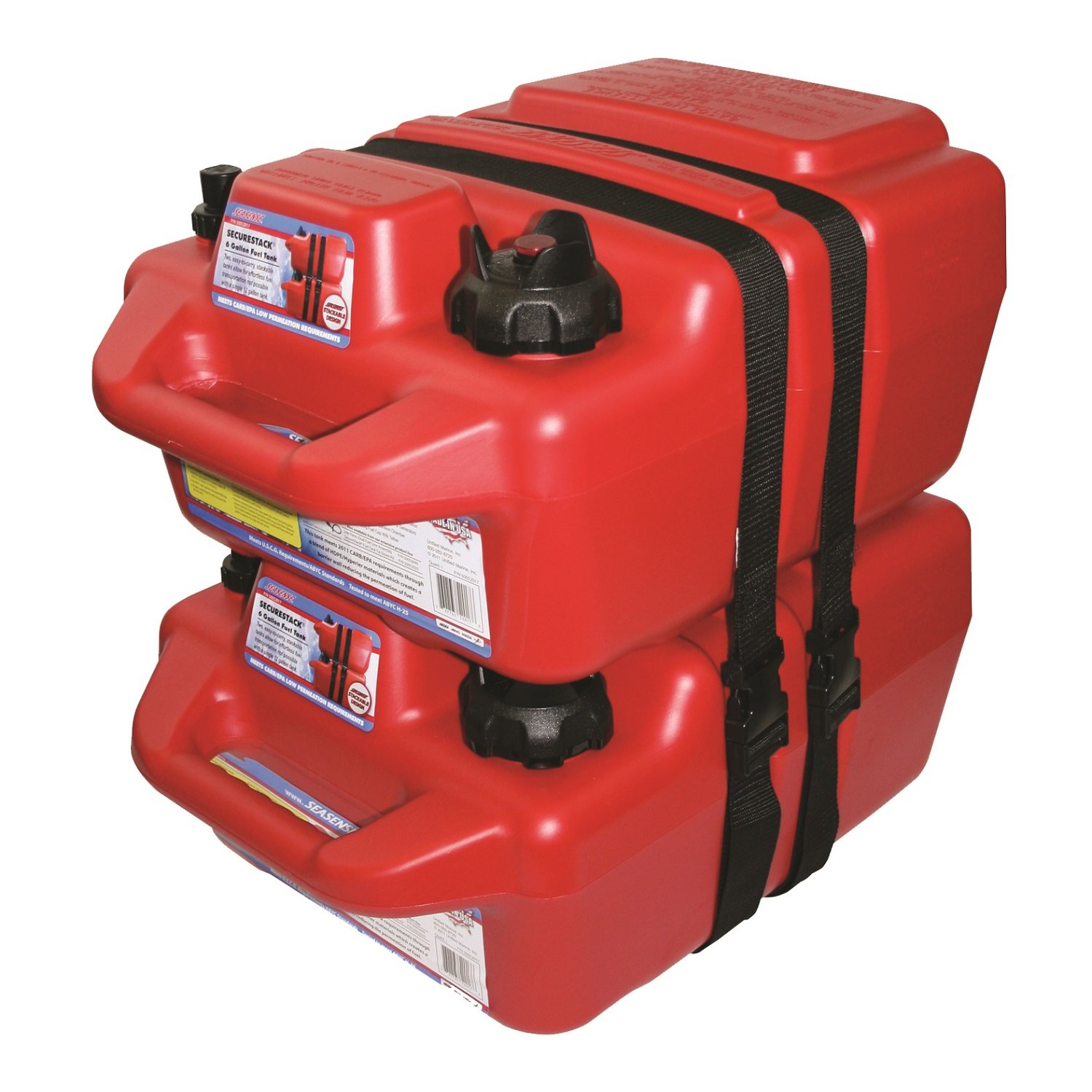SeaSense SecureStack 6 Gallon Fuel Tank - Portable Gasoline & Diesel Container for Boats, ATVs, Lawn Mowers - Durable & Leak-Proof Design for Outdoor Adventures & Emergency Storage