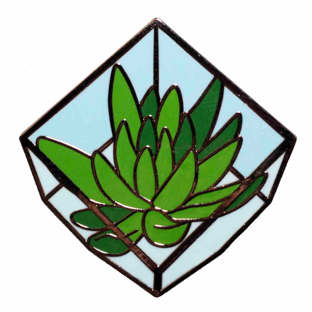 Succulent Plant Cube Crystal Glass Terrarium Enamel Pin - Unique Botanical Jewelry for Plant Lovers, Office Desk Decor & Gift Idea
