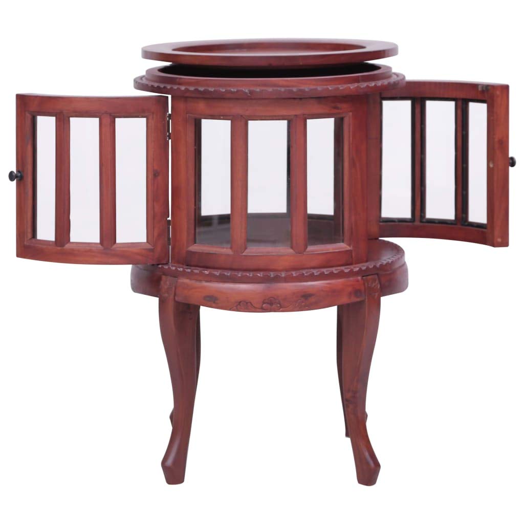 vidaXL Solid Mahogany Wood Side Cabinet with Glass Doors - 19.7