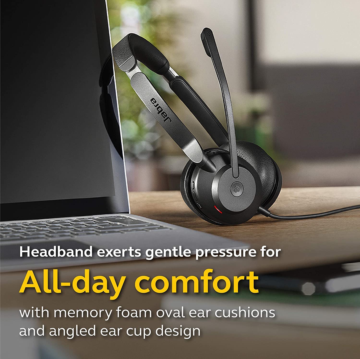 Jabra Evolve2 30 MS Wired USB-C Stereo Headset - Lightweight Office Headphones with Dual Noise-Canceling Mics for Clear Calls | Comfortable for Working from Home, Call Centers & Remote Teams (Renewed, Black)