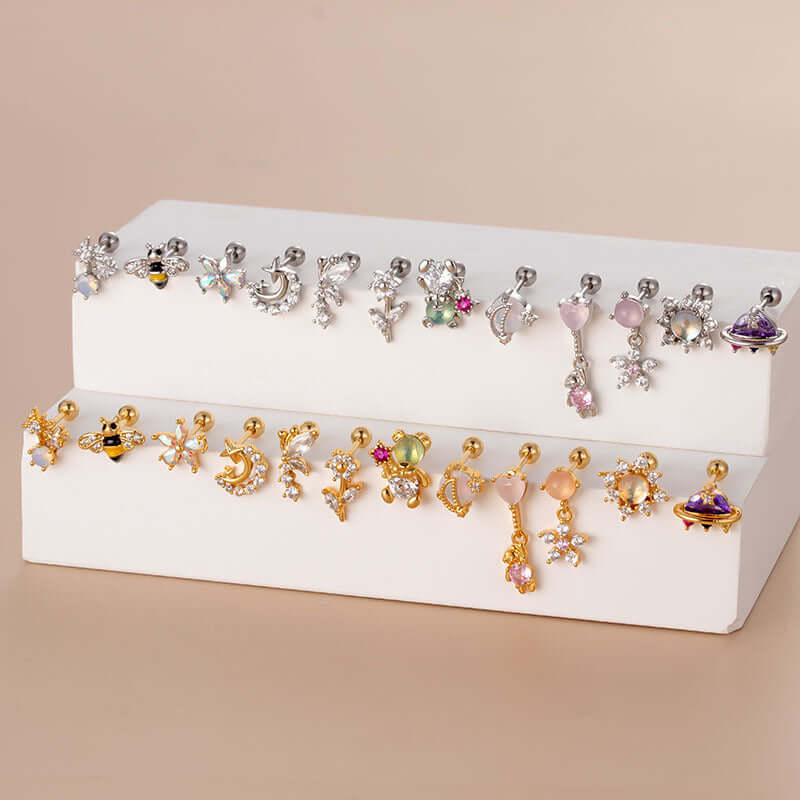 20G Helix Cute Animal Conch Stud Earrings for Cartilage Piercing | Trendy Jewelry for Women & Teens | Perfect for Everyday Wear & Special Occasions