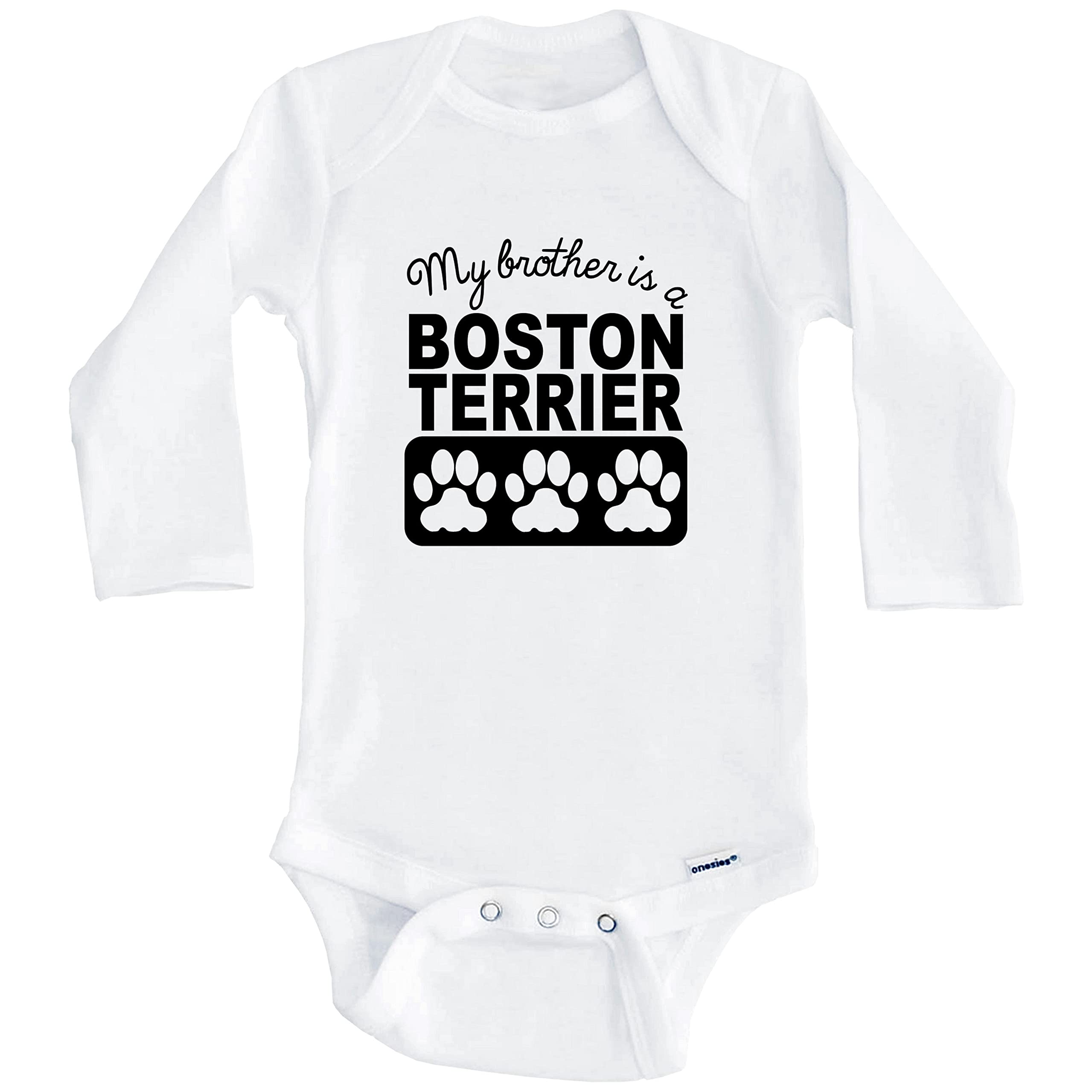 My Brother is A Boston Terrier Baby Bodysuit - Long Sleeve One-Piece Outfit for Infants | Perfect for Family Photos, Playtime & Special Occasions
