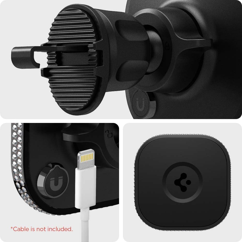 Spigen OneTap Bling (MagFit) Magnetic Air Vent Car Mount with 176 Rhinestones - Compatible with iPhone 16 Pro Max/16 Pro/16 Plus/15/14/13/12 Series - Secure Hands-Free Phone Holder for Driving, Commuting & Road Trips