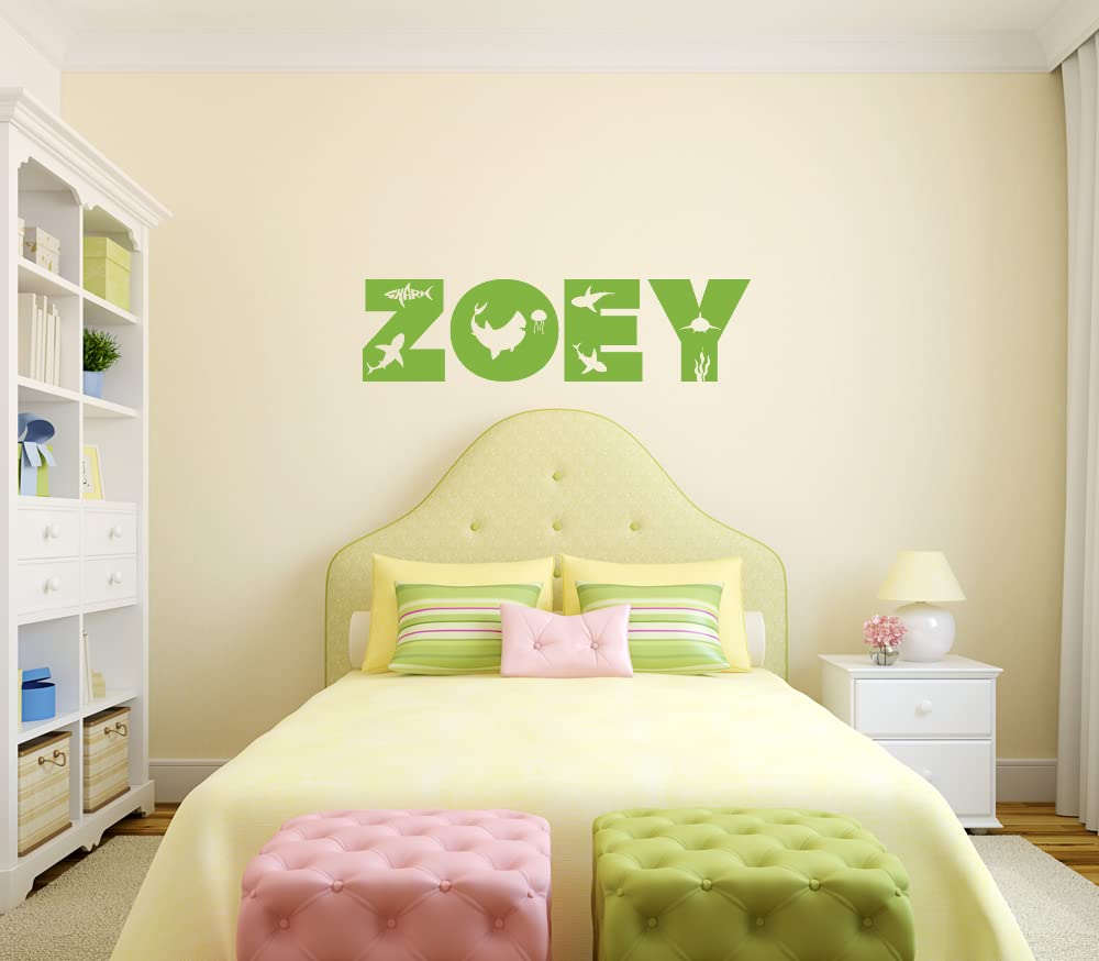 Custom Shark Name Vinyl Wall Decal Sticker - Ocean Themed Nursery & Kids Bedroom Decor for Boys and Girls - Perfect for Baby Rooms, Playrooms & Children's Spaces