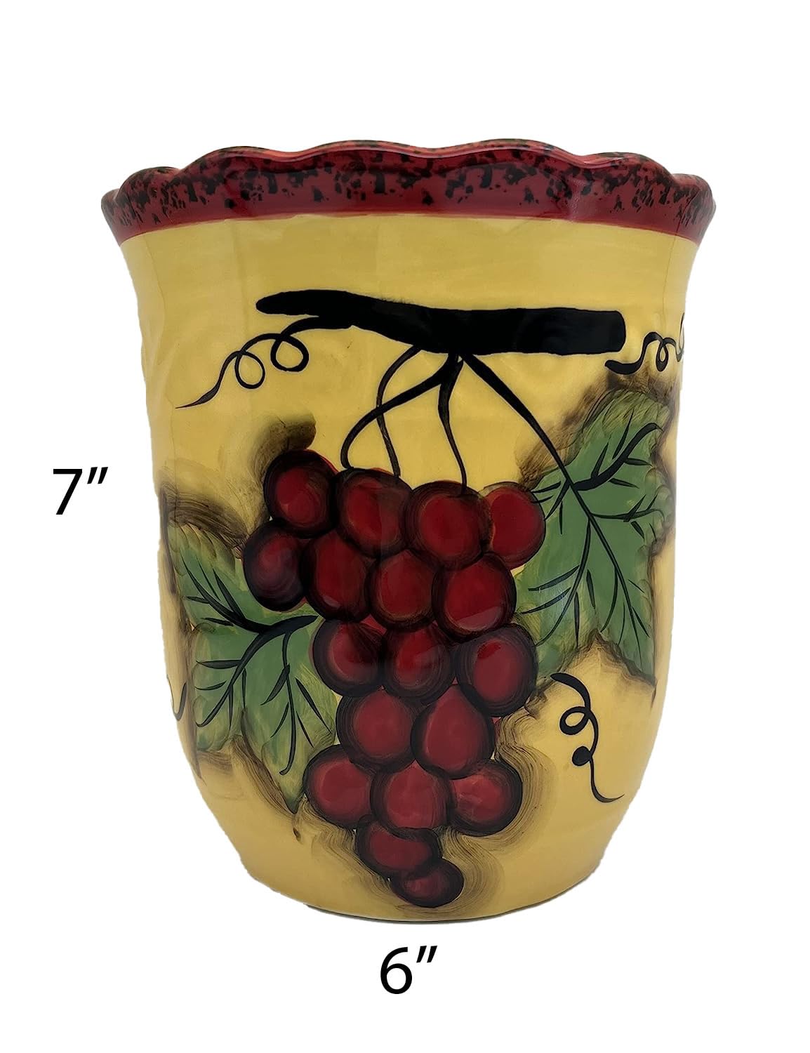 Modern Kitchen Utensil Holder & Crock - Stylish Storage for Spoons, Forks & Cooking Tools - Perfect for Countertop Organization & Farmhouse Decor (Sonoma Grape)