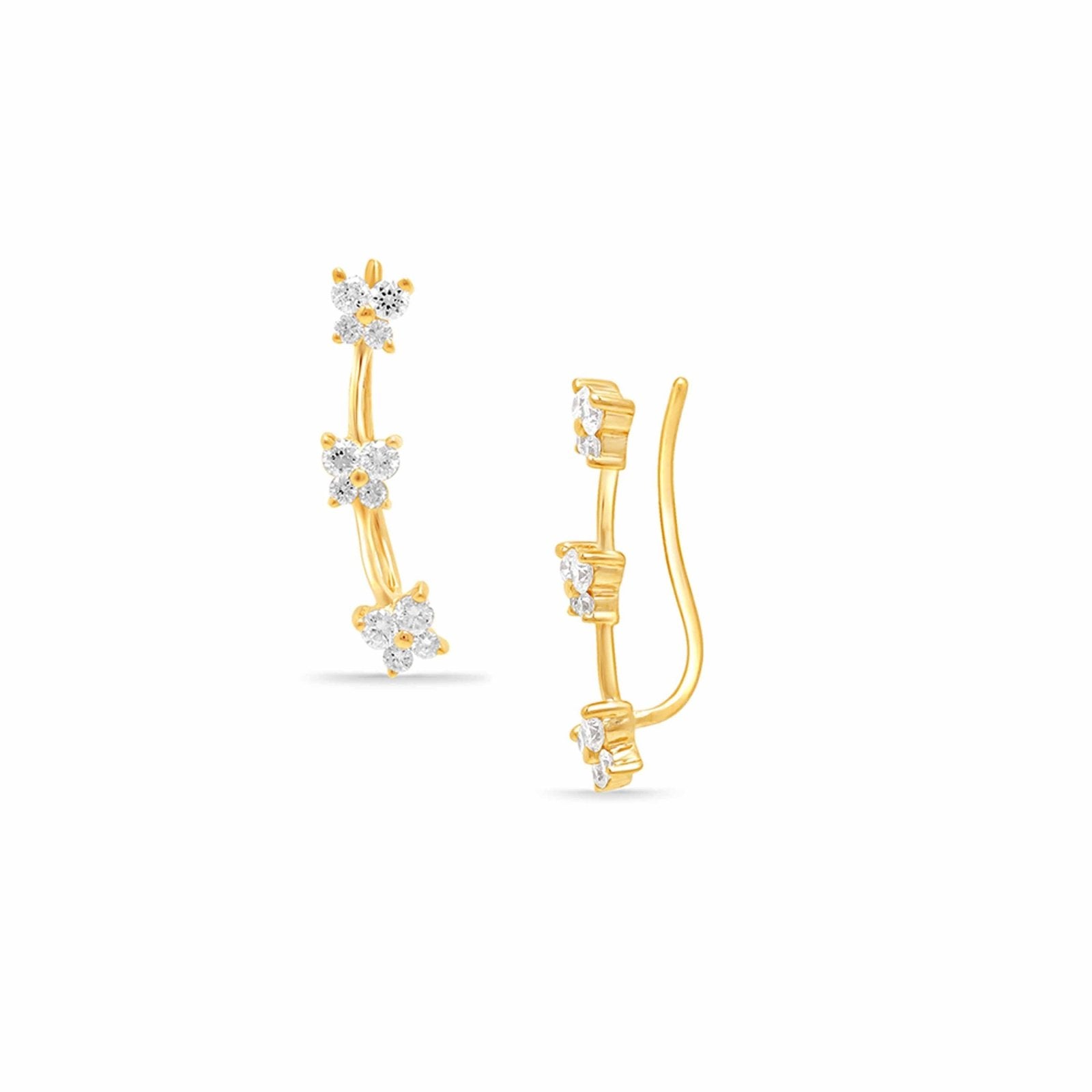 18k Yellow Gold Half Carat Diamond Butterfly Ear Climber Earrings - Elegant Dangle Earrings for Women, Perfect for Weddings, Parties & Special Occasions