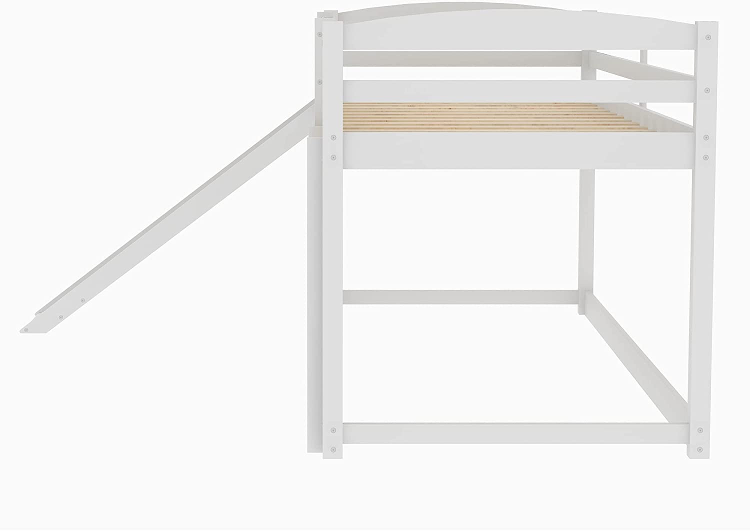 Harper & Bright Designs Twin Over Twin Wooden Bunk Bed with Slide & Ladder - Low Profile Kids Bunk Bed for Toddler Boys & Girls, White - Perfect for Small Bedrooms, Playrooms & Sleepovers