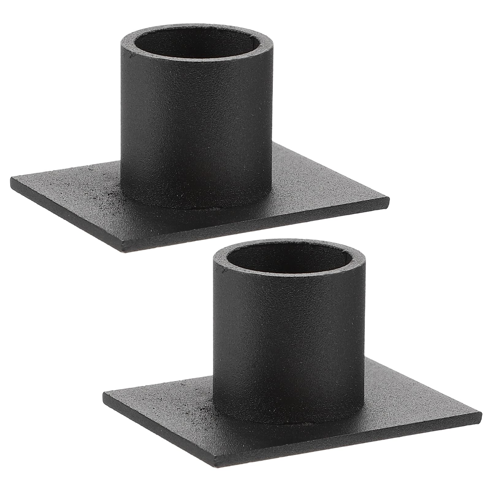 ULTNICE 2-Pack Black Iron Candle Cup Holders - Metal Pillar Candle Plate & Candlestick Holder Set for Home Decor, Wedding Centerpieces, and Tabletop Decorations