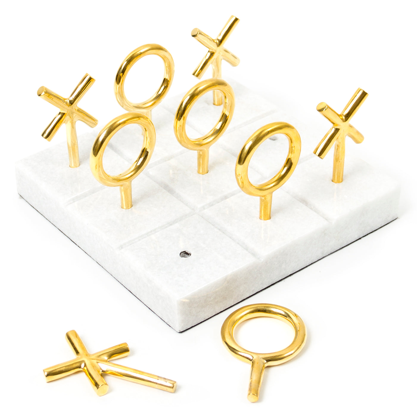 Premium Brass Tic Tac Toe Game Set - Classic Travel Board Game for Kids & Adults - Perfect for Camping, Road Trips & Family Game Nights