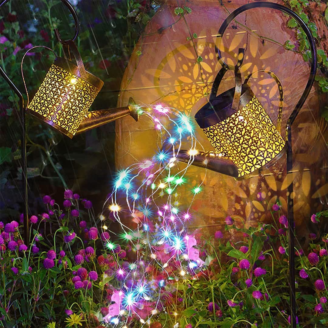 Solar Watering Can Lights Outdoor - Solar Powered LED Hanging Garden Shower Lights with Bracket, Star Fairy String Lights for Patio, Yard, Lawn & Pathway Decoration | Perfect for Garden Parties, Weddings & Outdoor Decor