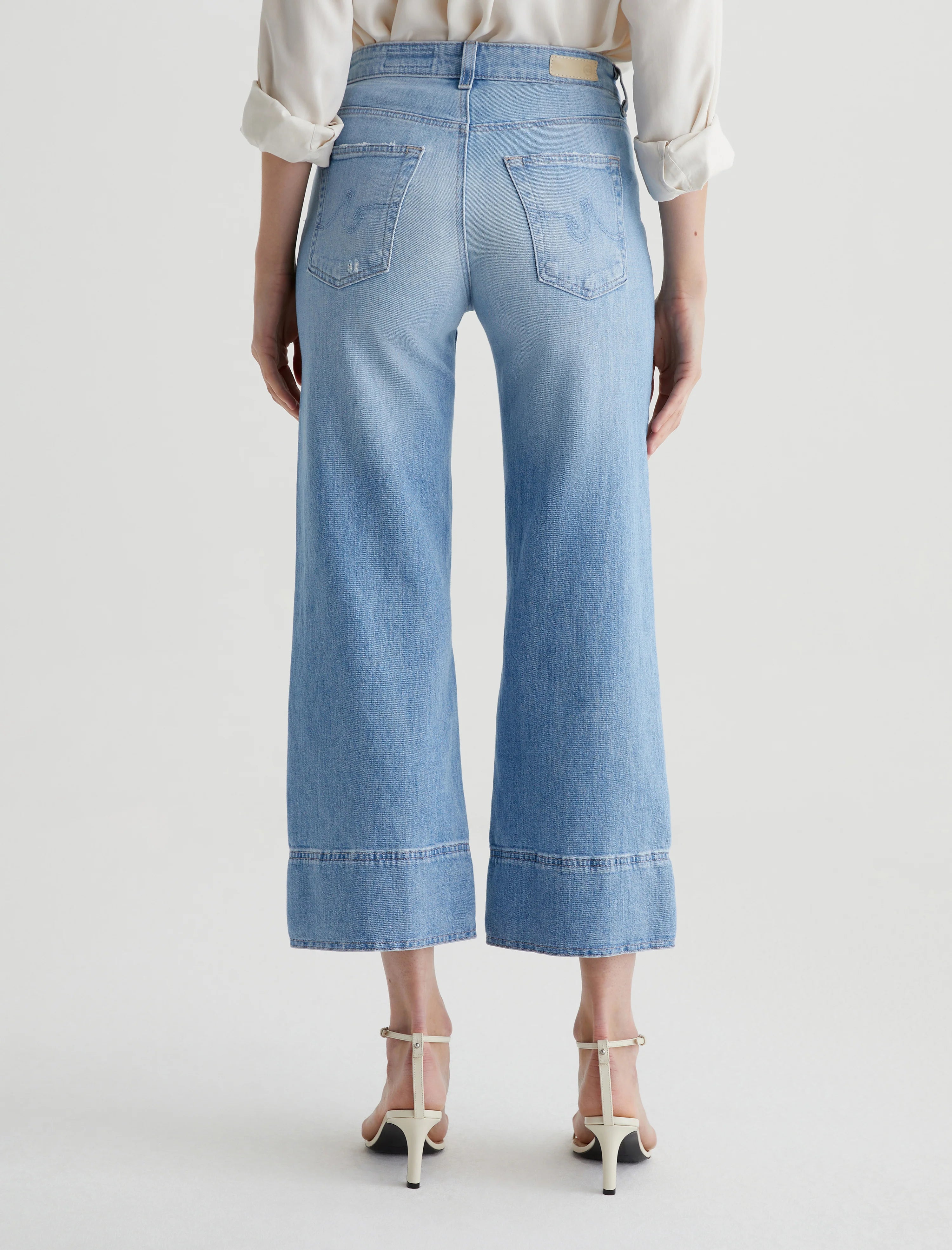 AG Jeans Saige Wide Leg Crop Jeans for Women - High Waist Distressed Denim Pants for Casual & Streetwear Outfits