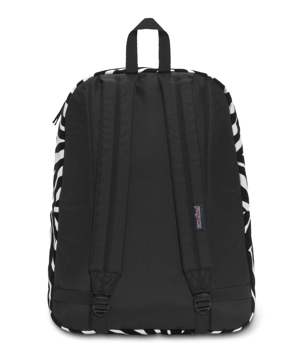 JANSPORT High Stakes Backpack - Black Miss Zebra Flock Design | Durable School & College Backpack for Students | Perfect for Travel, Hiking & Everyday Use