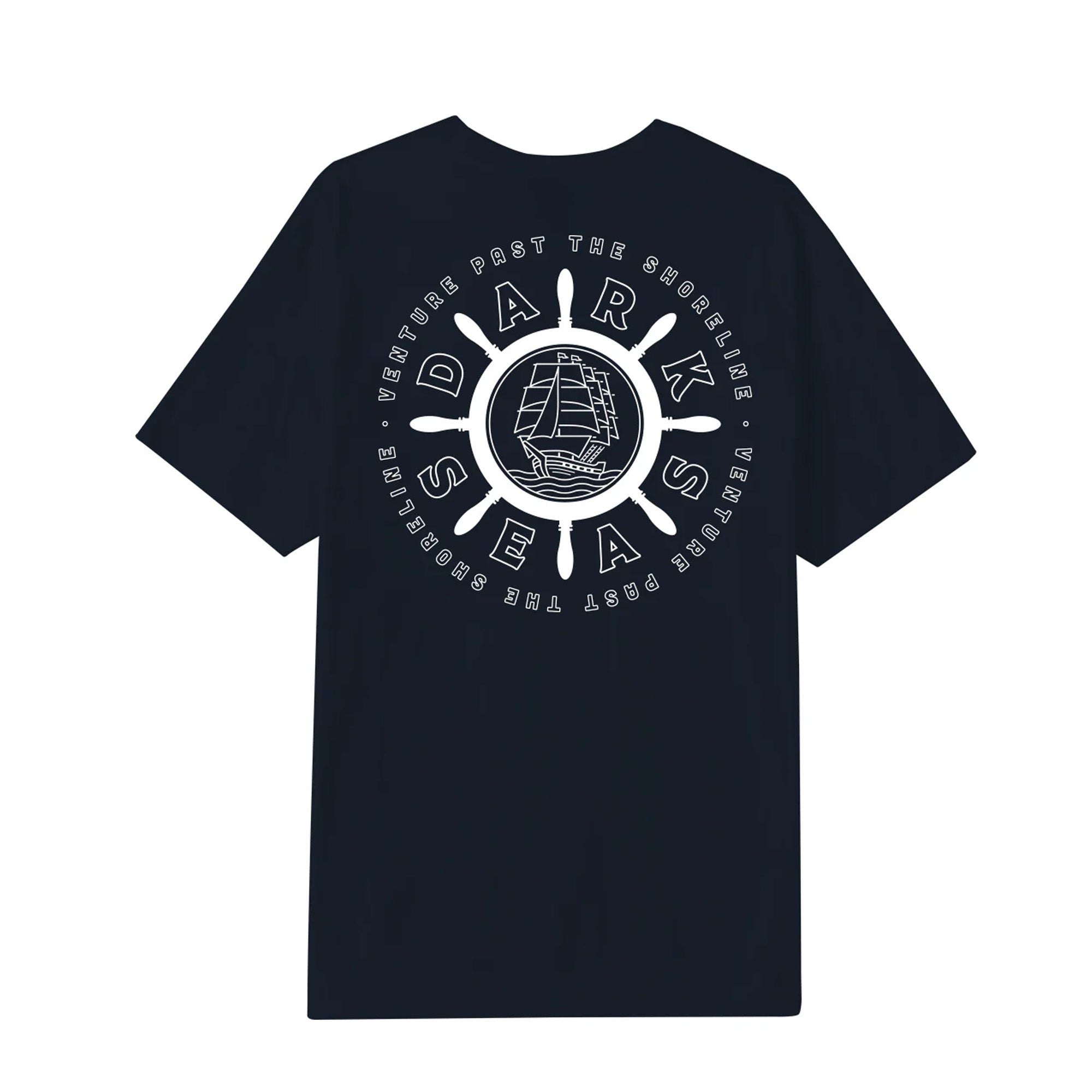 Dark Seas Topmast Men's Short Sleeve T-Shirt - Navy Blue Cotton Crew Neck Tee for Casual Wear & Summer Outfits