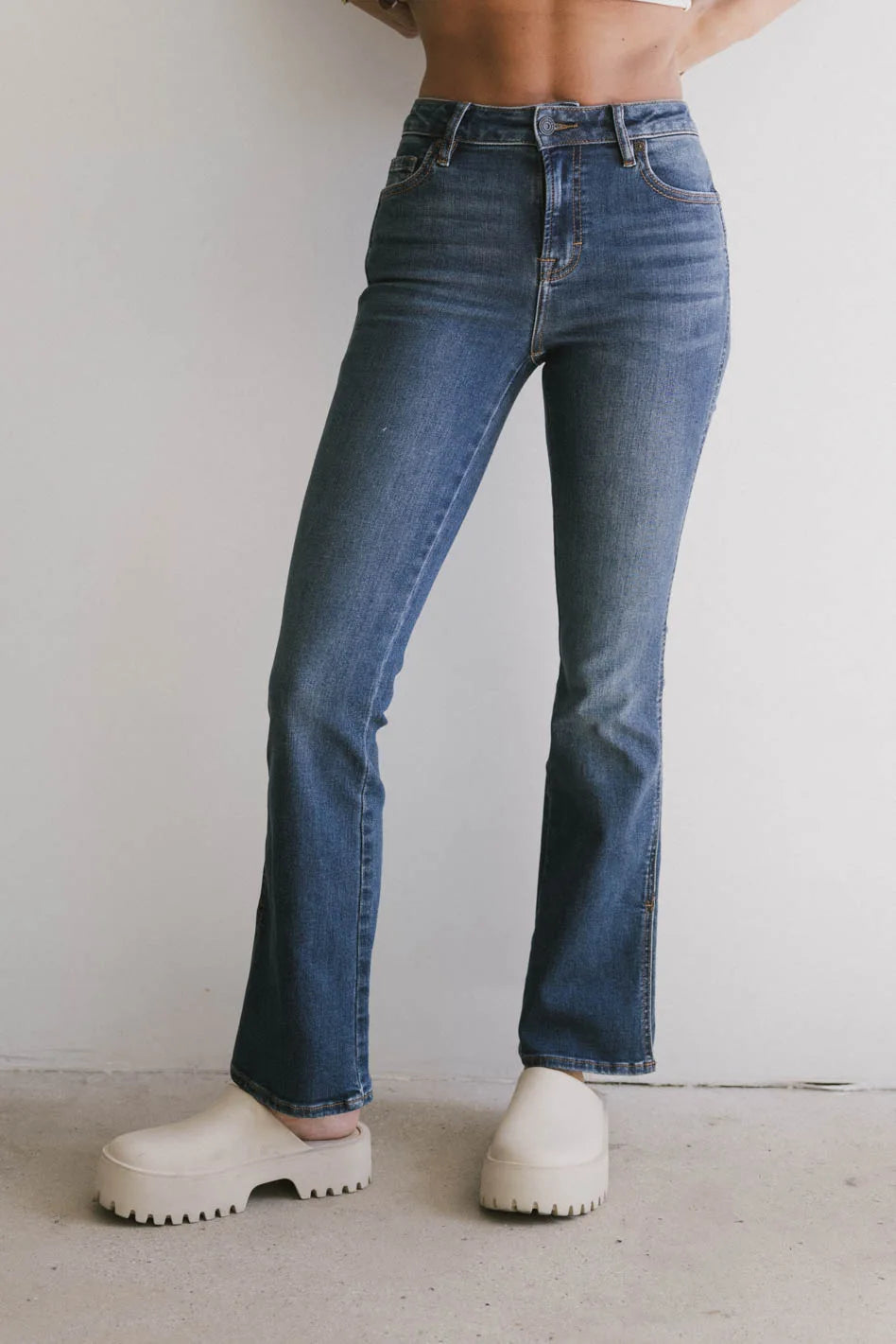 Nellie Cropped Bootcut Jeans for Women - High Waisted Stretch Denim Pants - Perfect for Casual Outfits & Date Nights