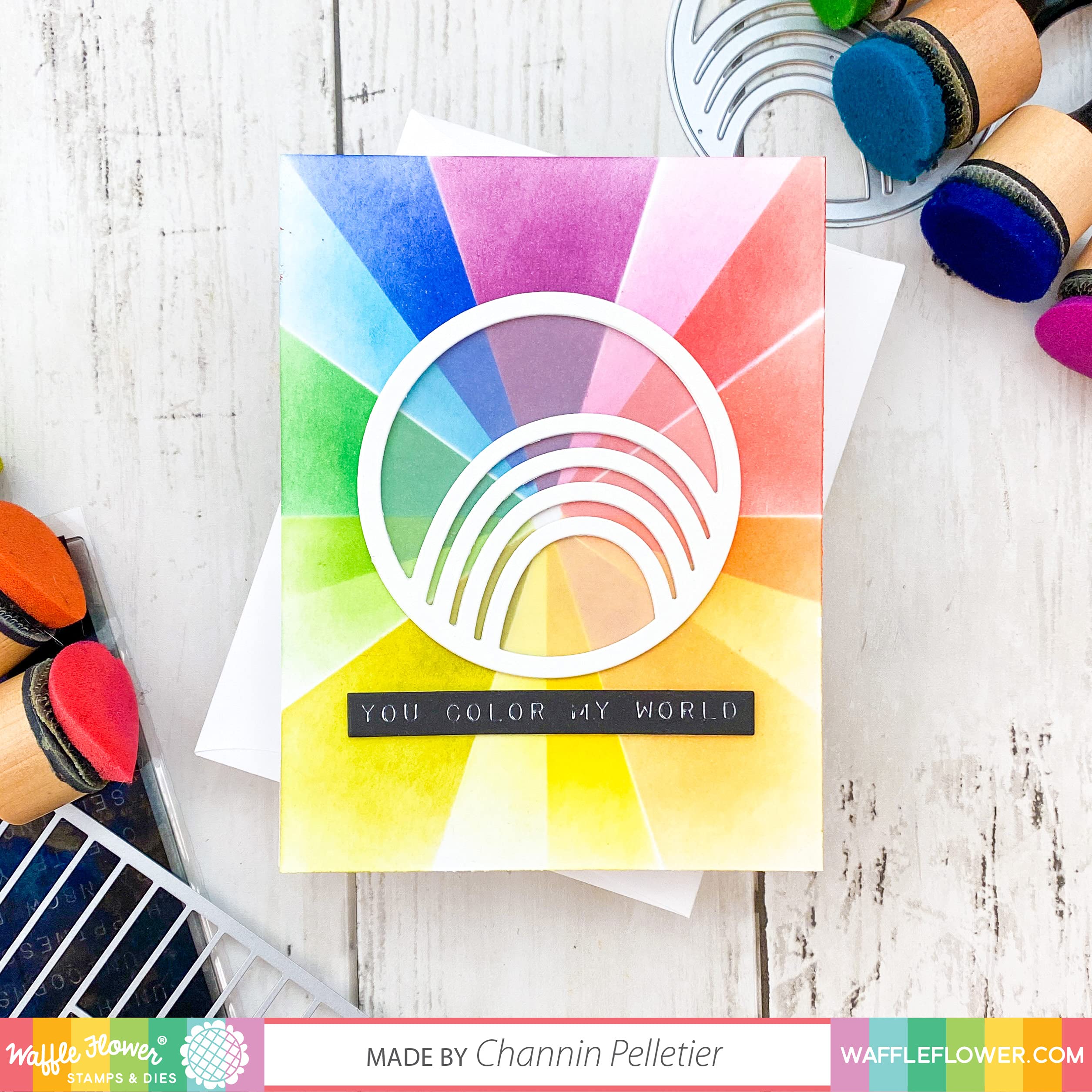 Waffle Flower Labelmaker Rainbows Stamp Set - DIY Scrapbooking, Card Making & Journaling Supplies for Creative Projects
