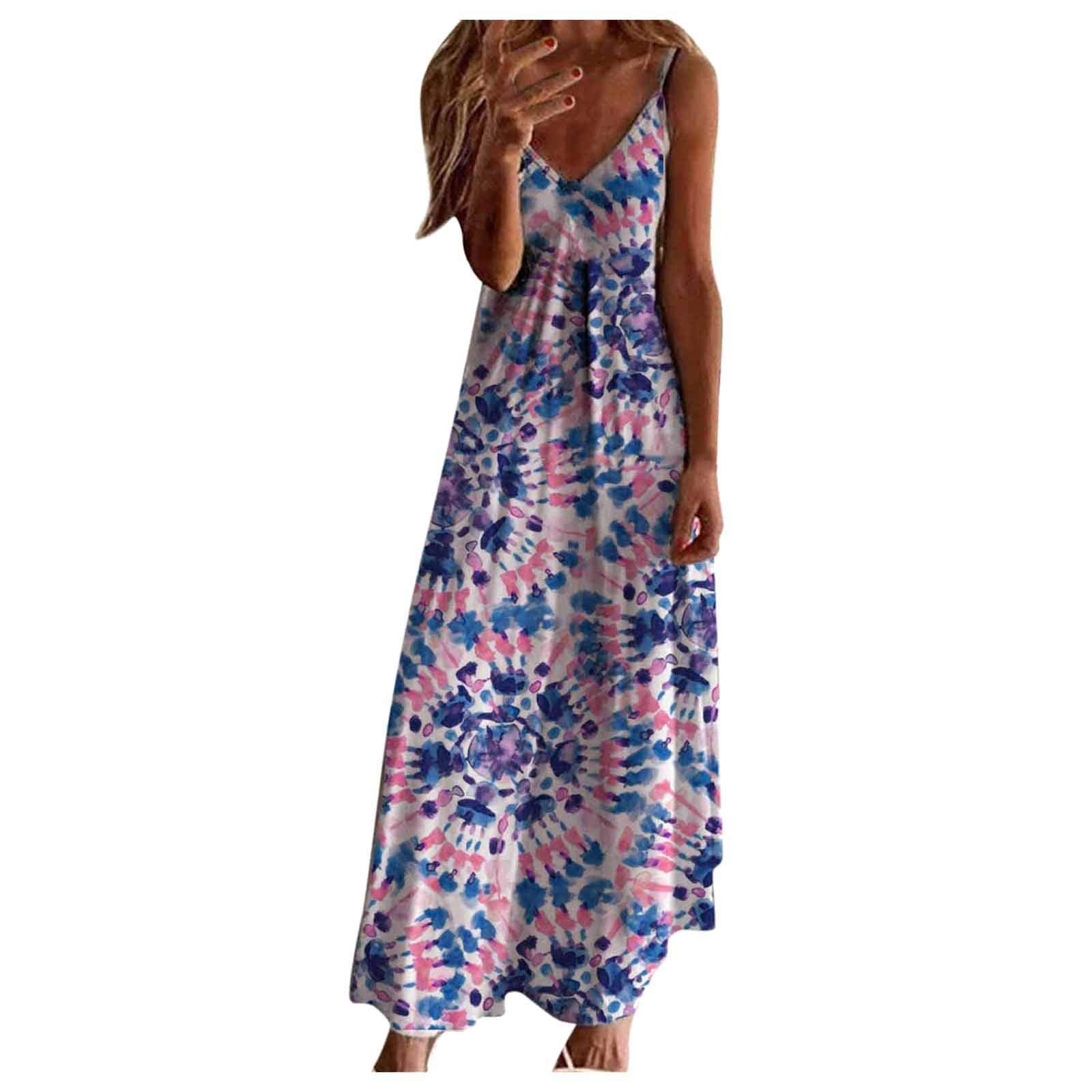Sexy Tropical Print Halter Backless Maxi Dress for Women - Sleeveless Beach Dress, Summer Vacation, Pool Party, and Casual Outings