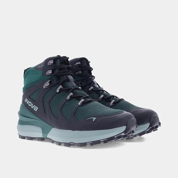 INOV8 Women's Roclite Pro Mid GTX Hiking Boots - Waterproof Dark Green/Black Trail Running Shoes for Outdoor Adventures & Mountain Climbing