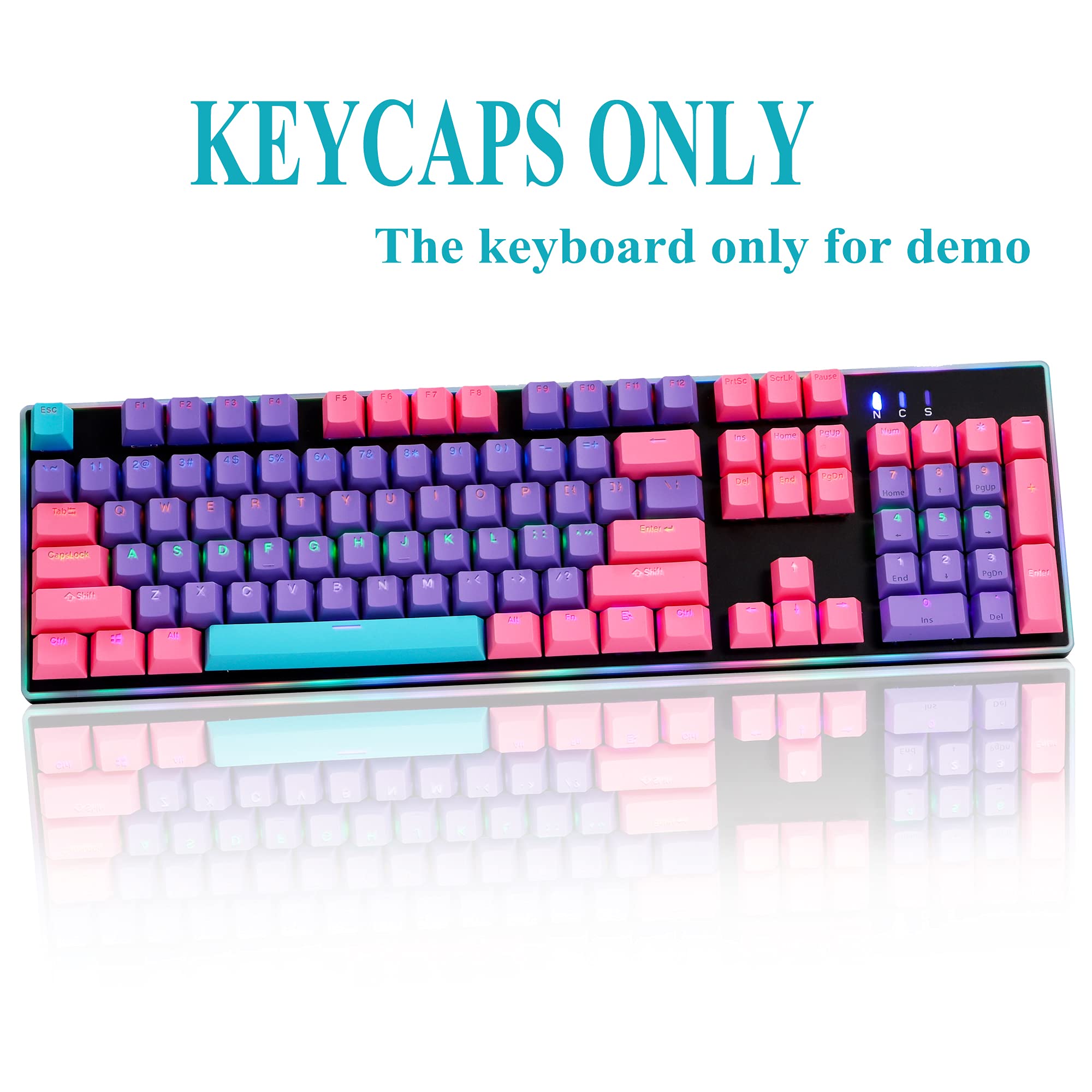 Backlit Keycaps for GK61/RK61/Anne Pro 60% Keyboard - PBT Keycap Set for Gaming (Violet)