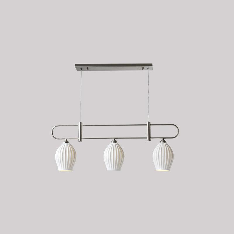 Modern Fin Pendant Light - Adjustable Hanging Ceiling Lamp for Kitchen Island, Dining Room & Bedroom | Industrial Style Lighting Fixture with Vintage Edison Bulbs