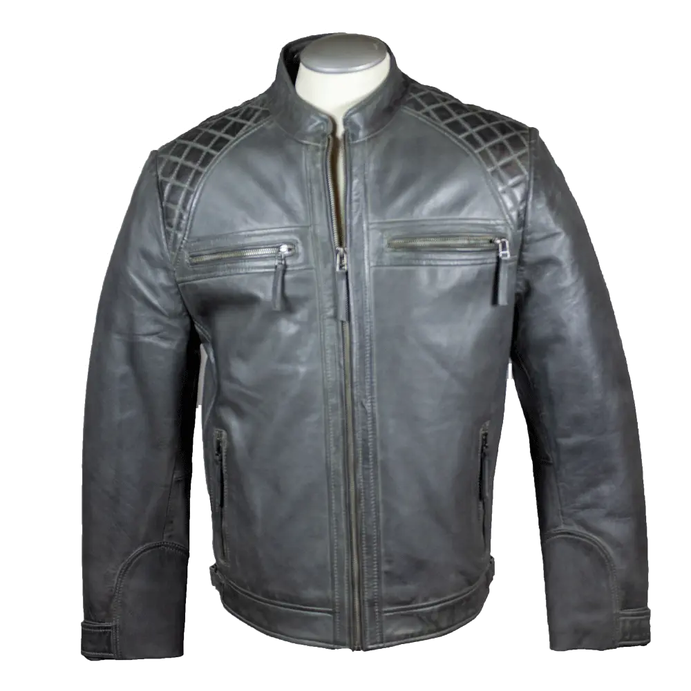 BOL Men's Quilted Shoulder Leather Jacket - Stylish Winter Coat for Casual Wear & Outdoor Activities