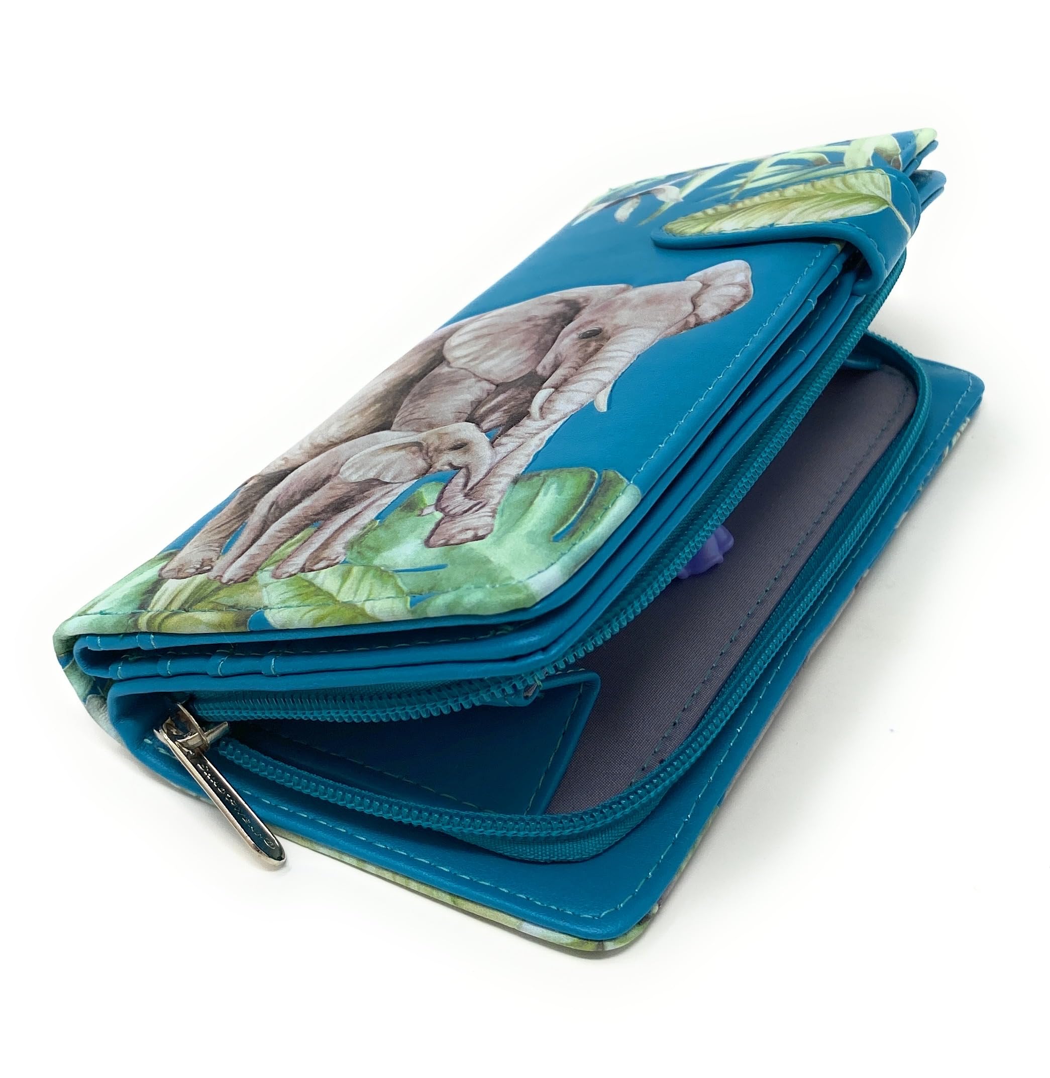 Shag Wear Elephant Jungle Large Animal Wallet for Women & Teens - Vegan Faux Leather 7