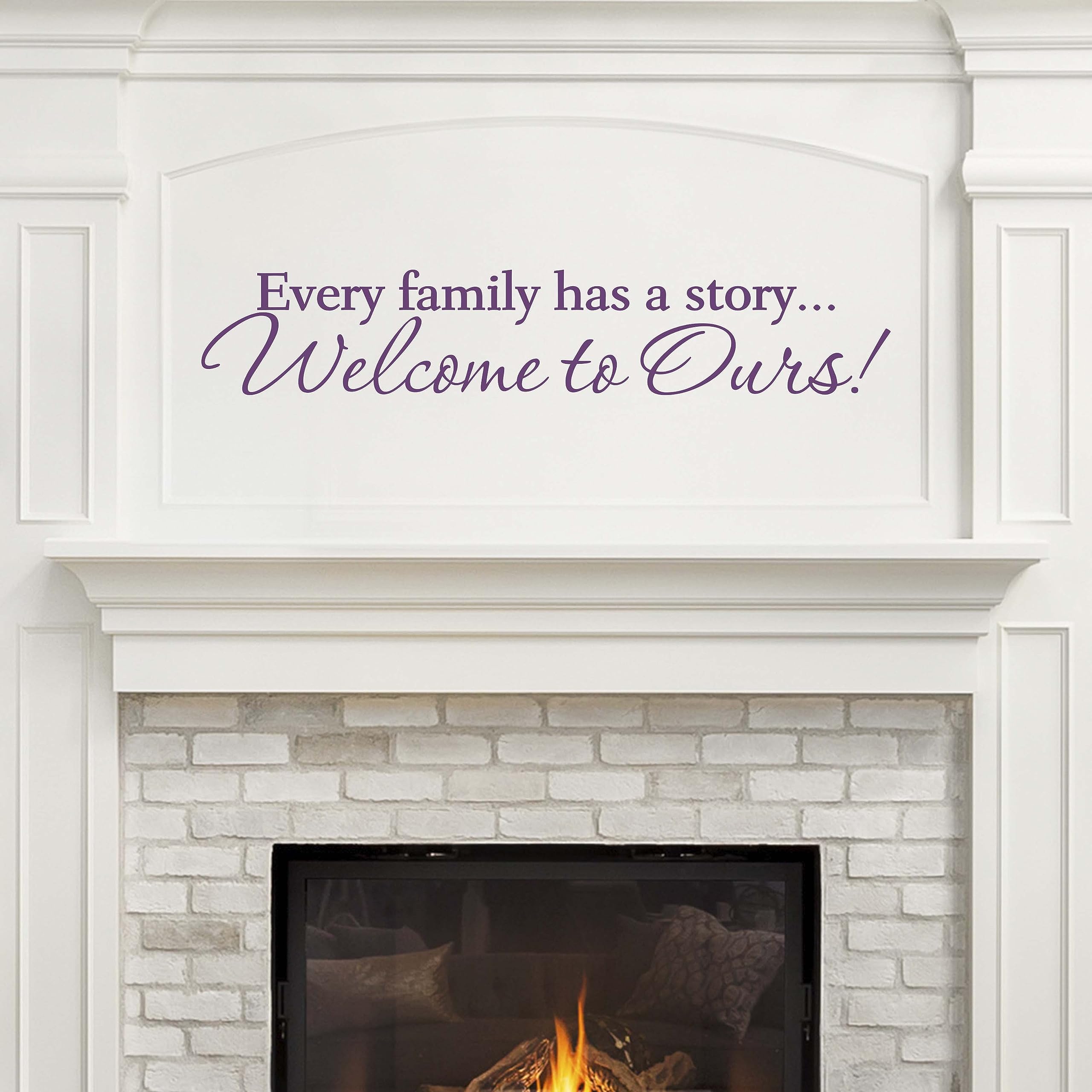 Family Wall Decal Sticker - Custom Welcome Home Vinyl Decor for Living Room, Nursery & Bedroom | Purple Removable Wall Art for Family Quotes & Home Decoration