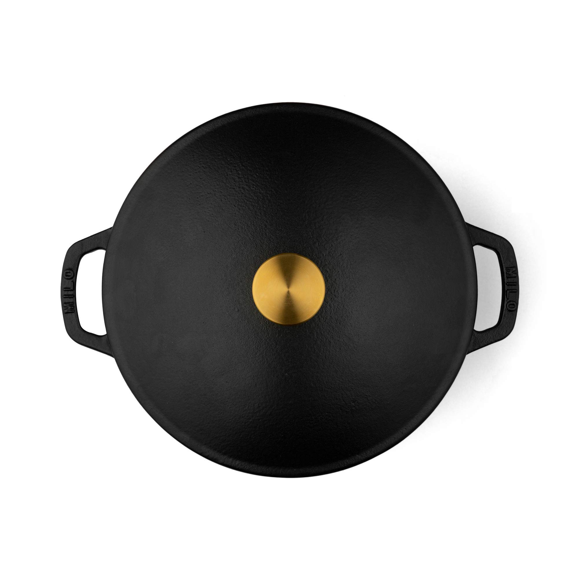 Premium 5.5-Quart Enameled Cast Iron Dutch Oven with Lid - Kana Milo Black & Gold Casserole Pot | Oven & Dishwasher Safe | Even Heat Distribution for Soups, Stews & Bread Baking | Perfect for Family Dinners & Entertaining