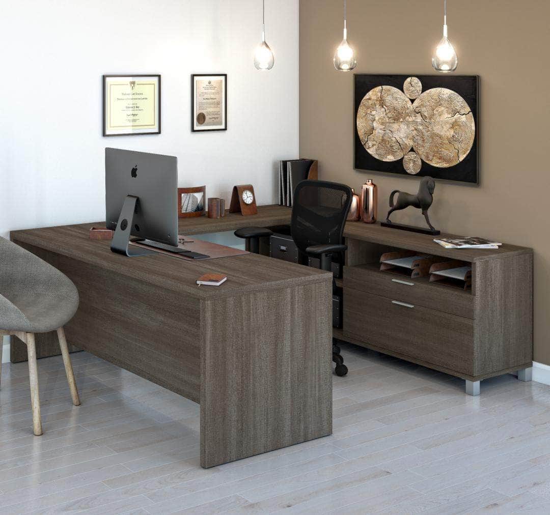 Pro Linea U Shaped Desk - Modern Home Office Workstation with 2 Color Options | Perfect for Small Spaces, Gaming Setup & Remote Work