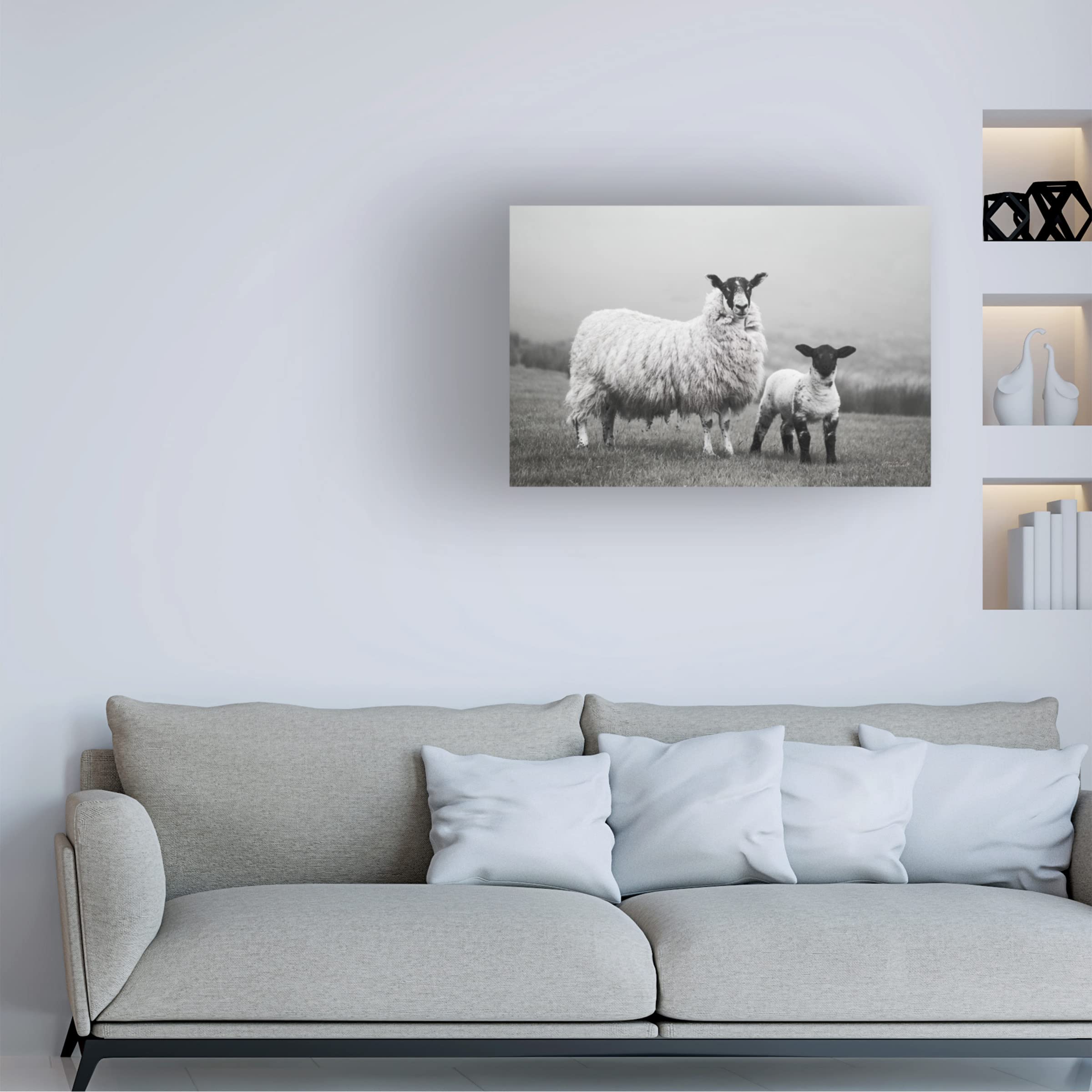 Laura Marshall 'Islay Sheep I' Canvas Wall Art Print - Scottish Highland Landscape Painting for Living Room, Bedroom & Office Decor