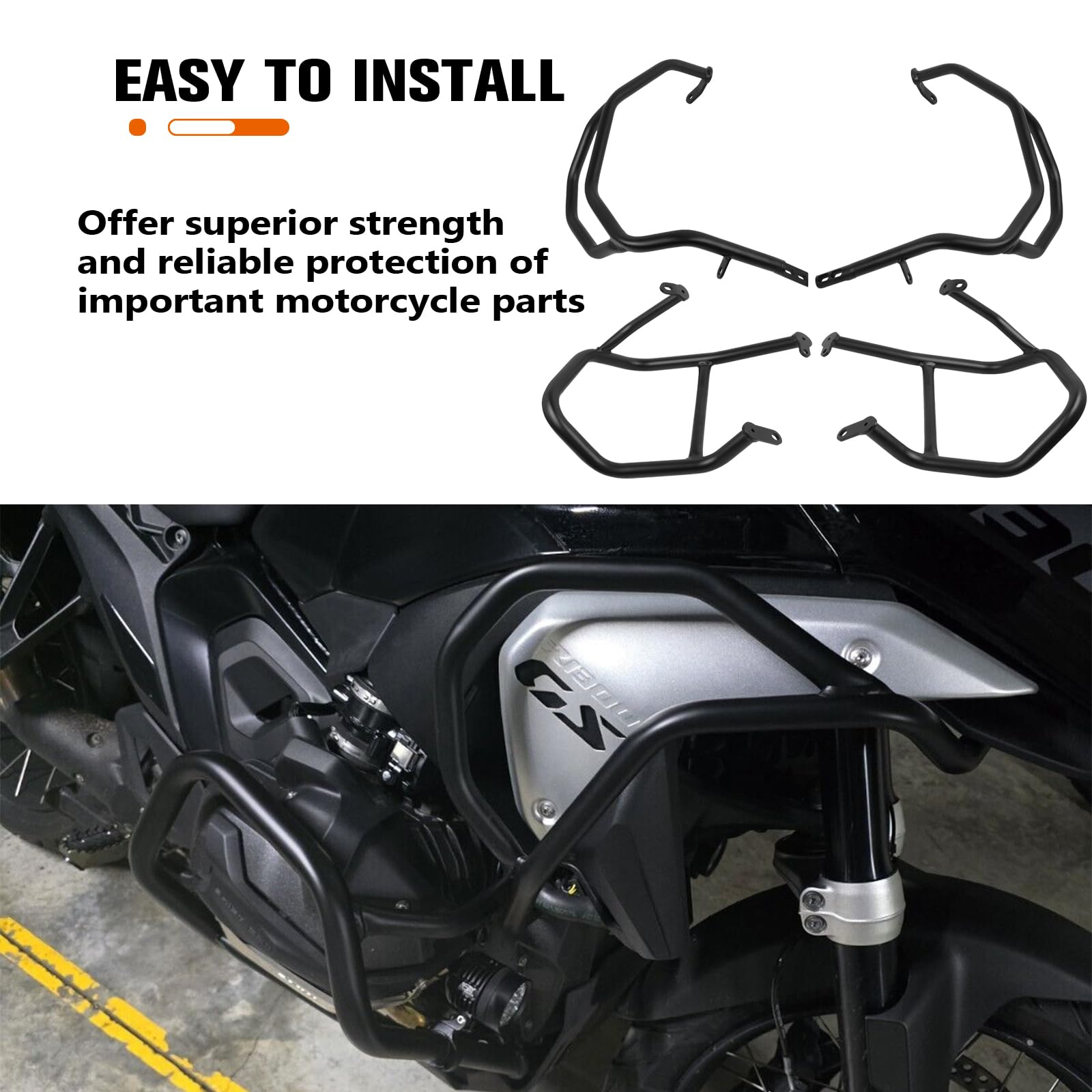 BMW R1300GS R1300GS Adventure Crash Bars (2023-2025) - Heavy Duty Black Steel Engine Guard for Motorcycle Frame Protection | Off-Road & Adventure Riding Safety Accessories